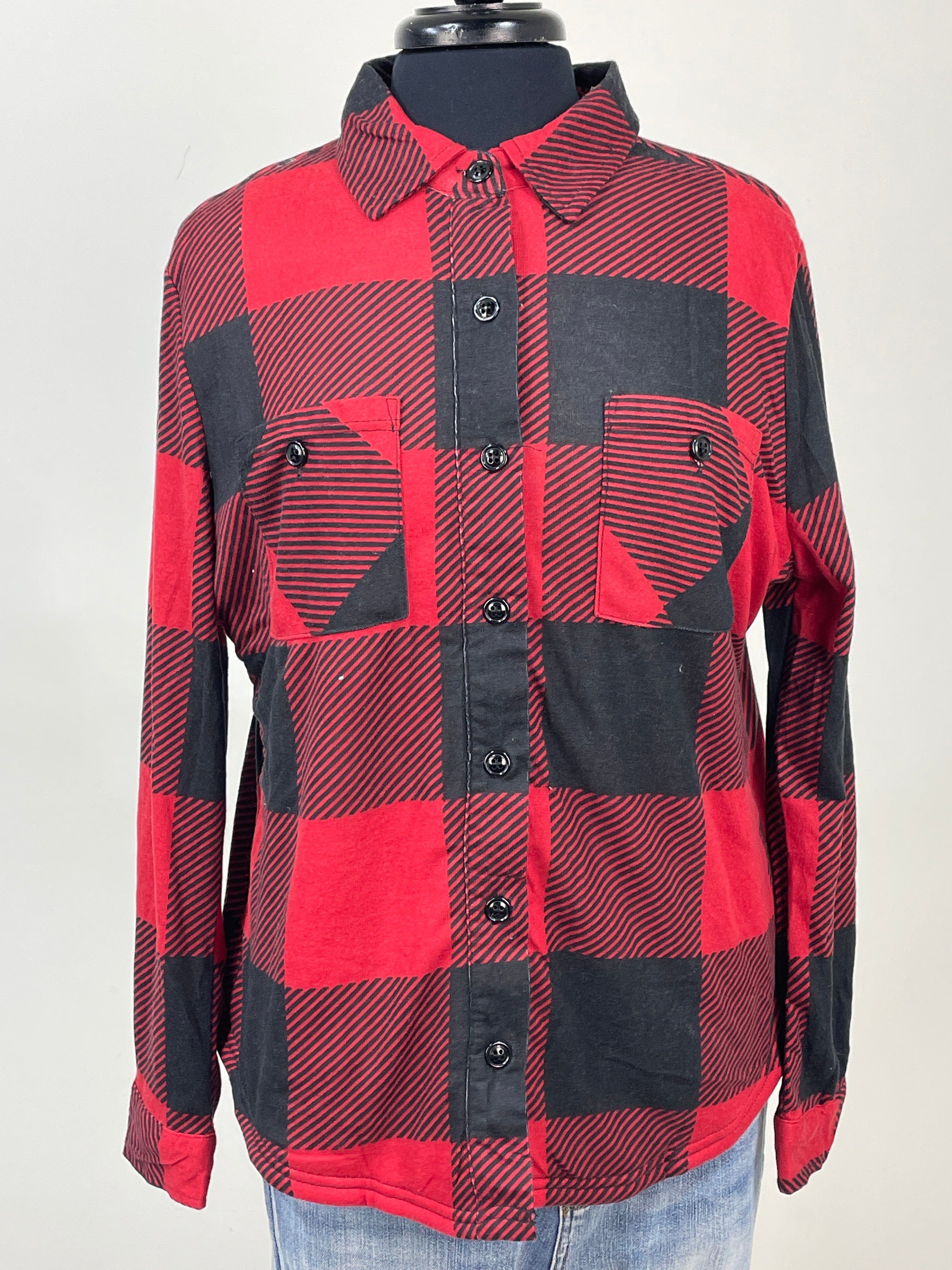Red & Black Plaid Sherpa Shacket