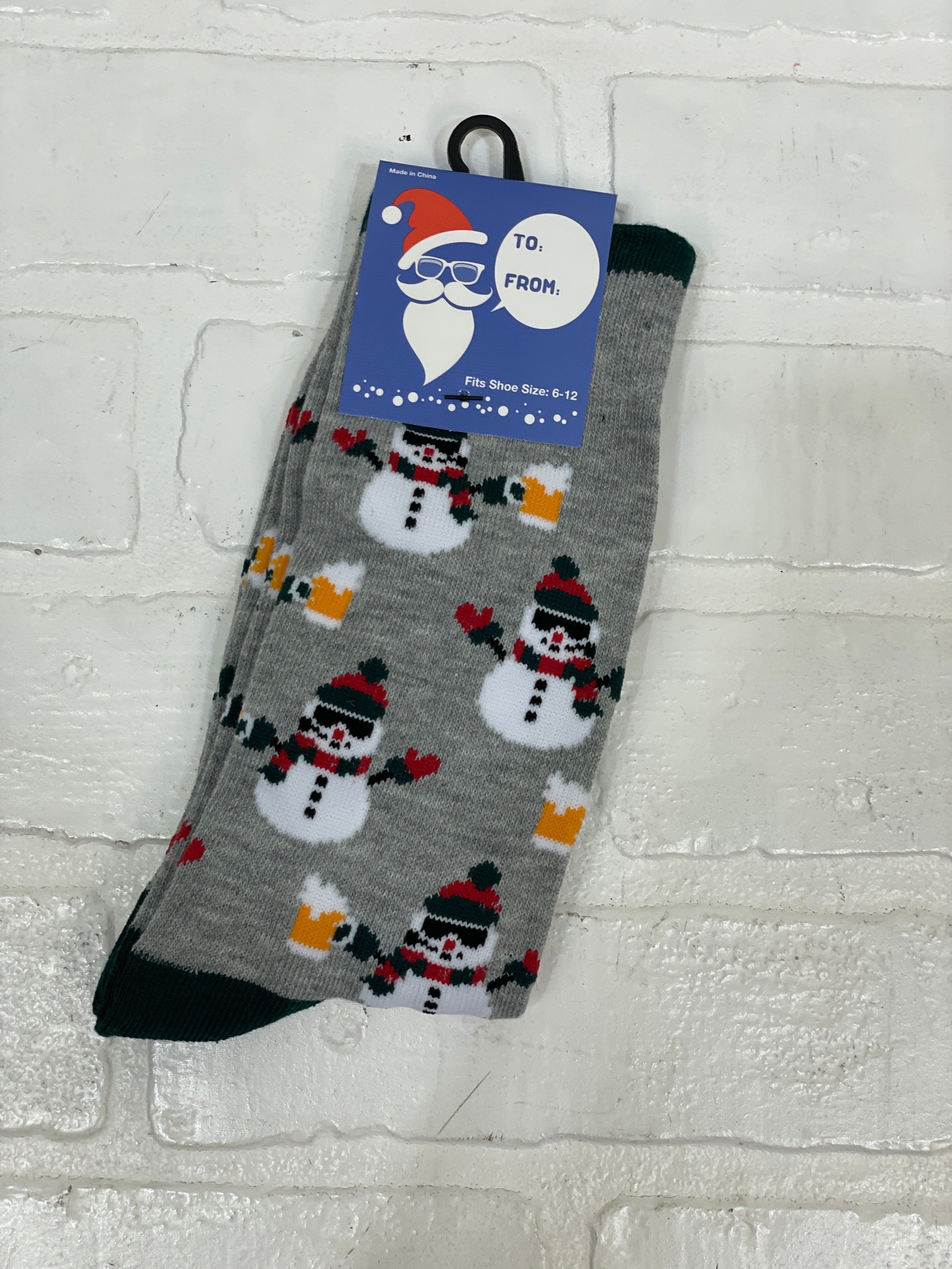 Grey & Snowman Men's Socks