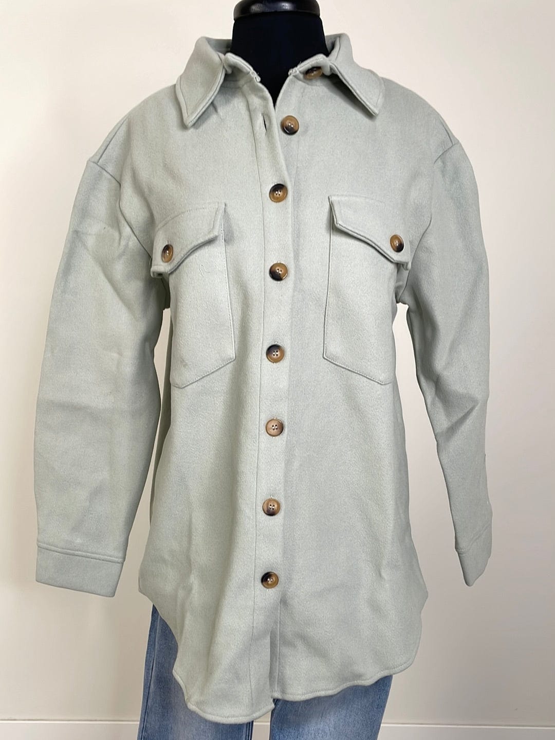 Light Sage Solid Shacket