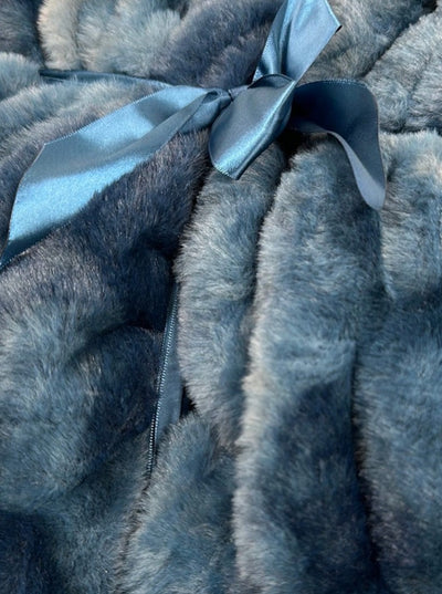 Blue Double Lined Luxe Minky Faux Fur Blanket