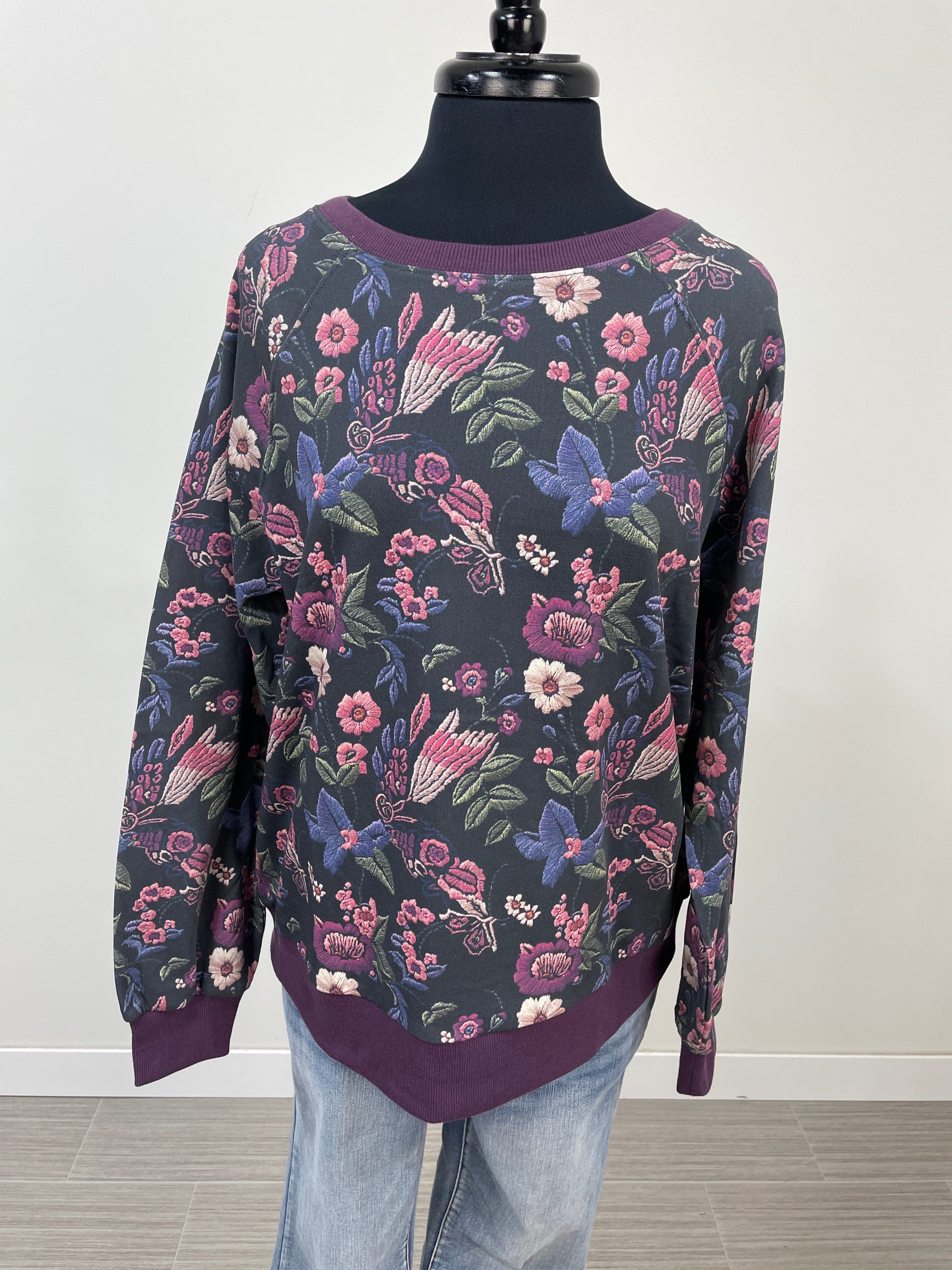 Purple Floral Stitch Print Popover