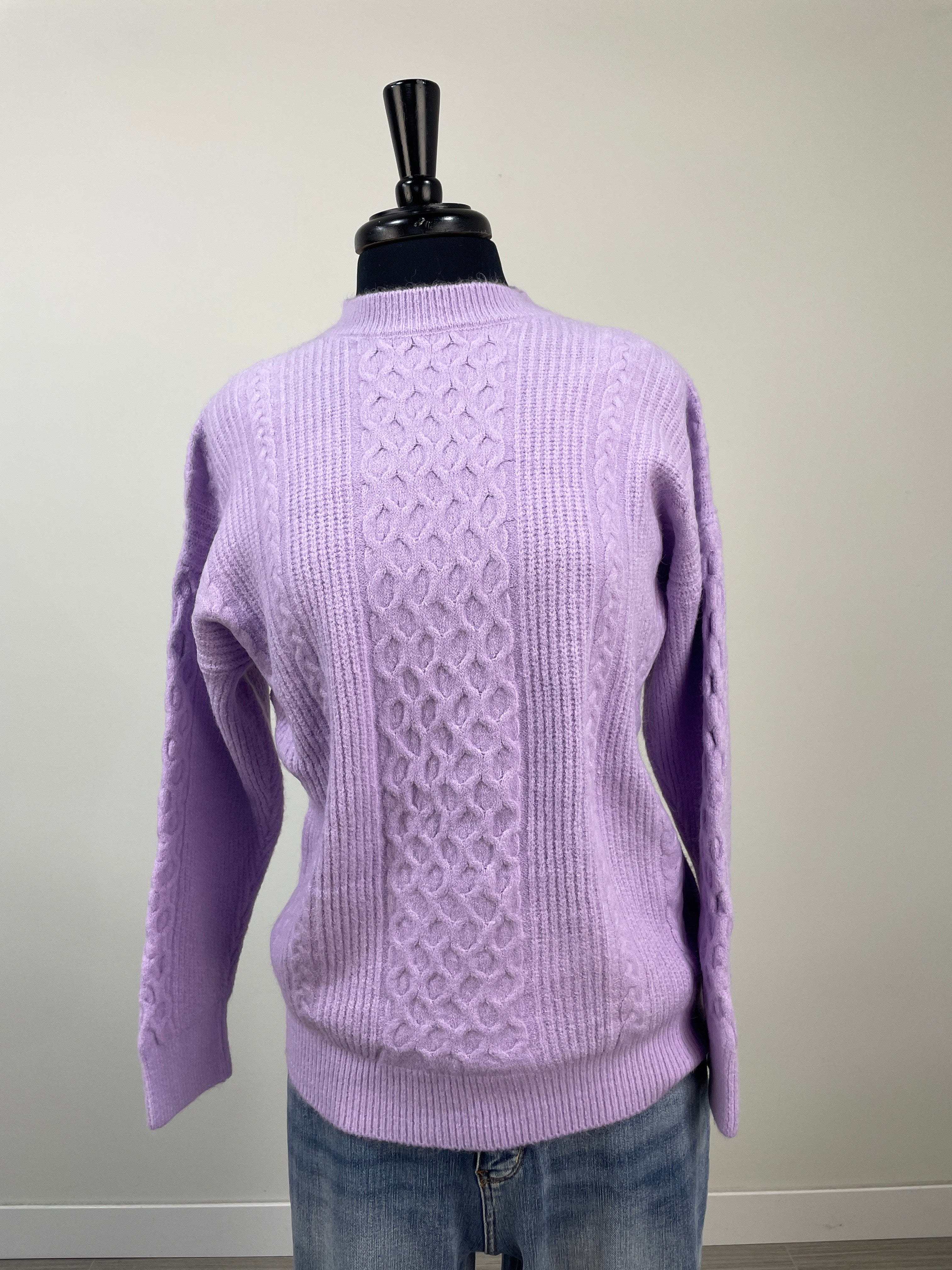 Lilac Criss Cross Cable Knit Sweater OS