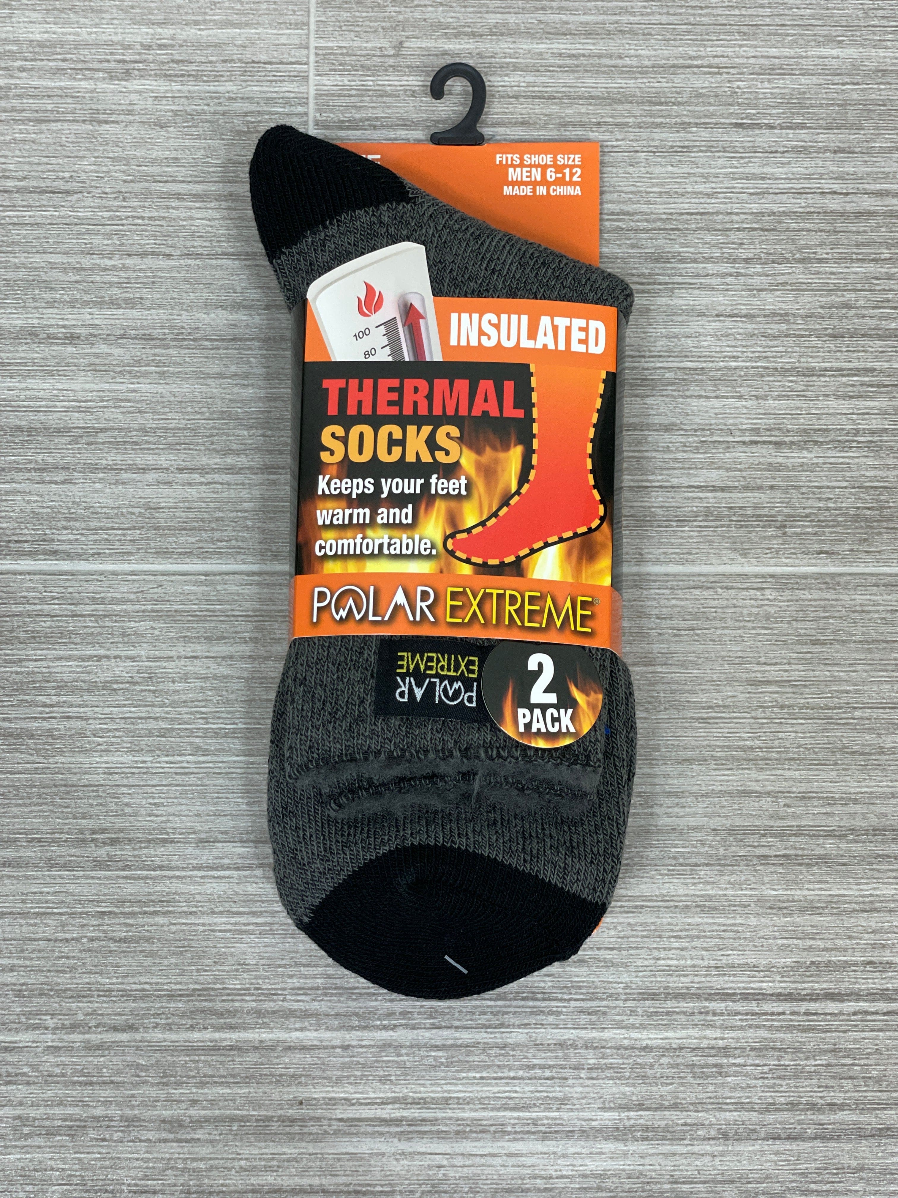 Charcoal Contrast Toe 2-Pack Polar Extreme Heat Men's Lite Brushed Sock