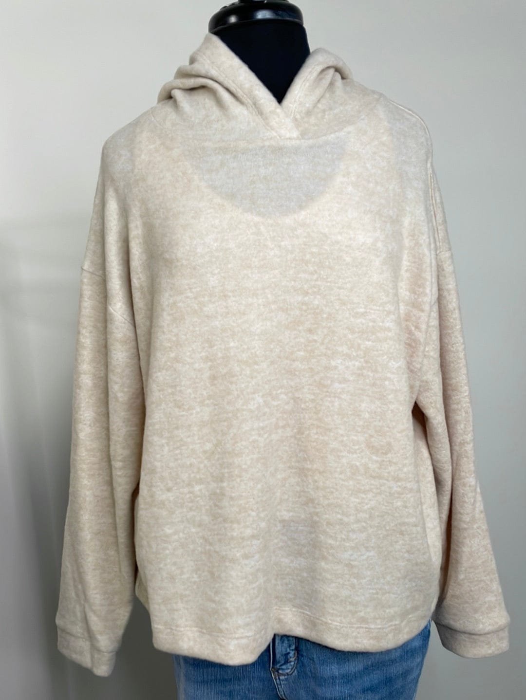 Beige Hooded Brushed Hacci Sweater