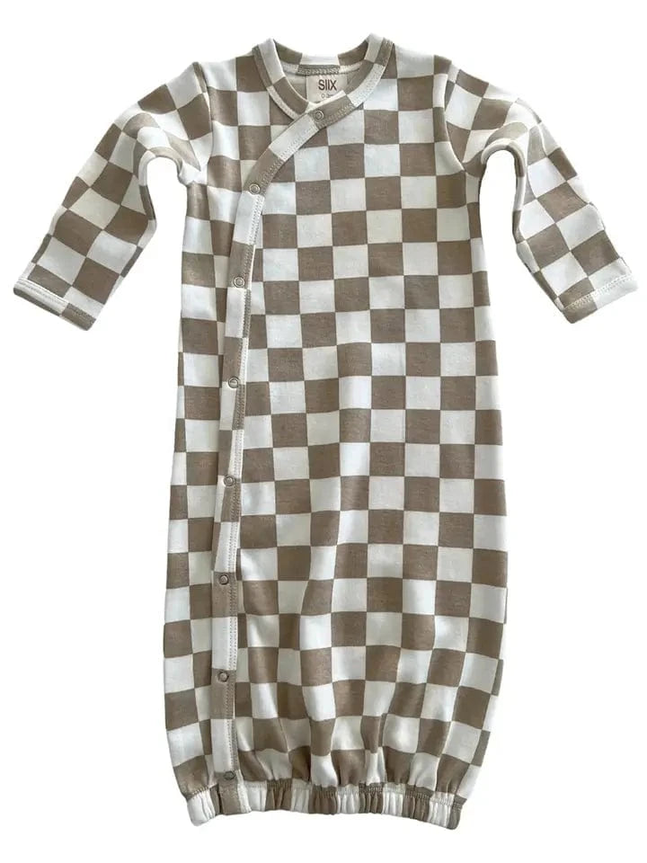 Tiramisu Checkerboard Organic Gown OS
