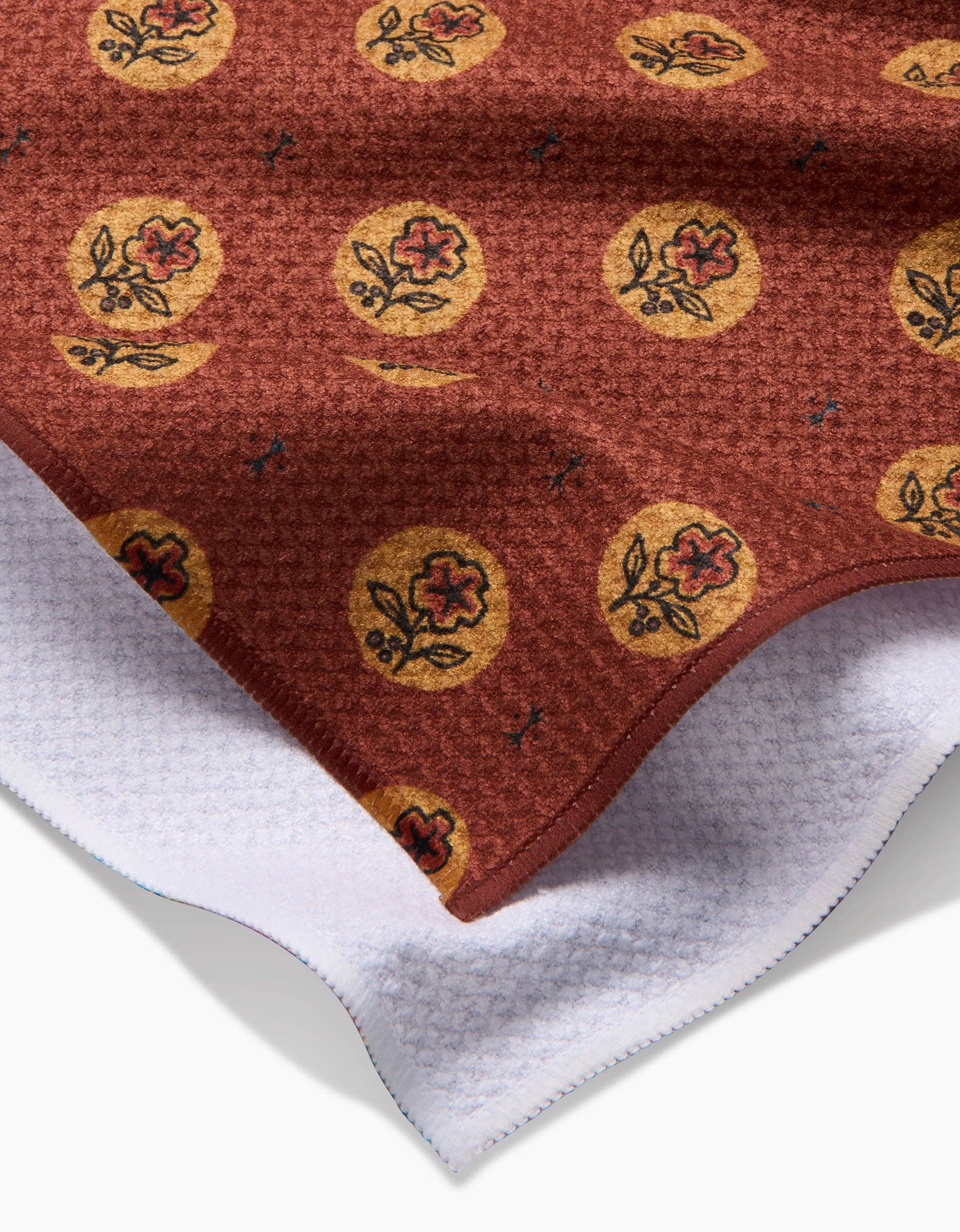 Artisanal Floral Orange Tea Towel