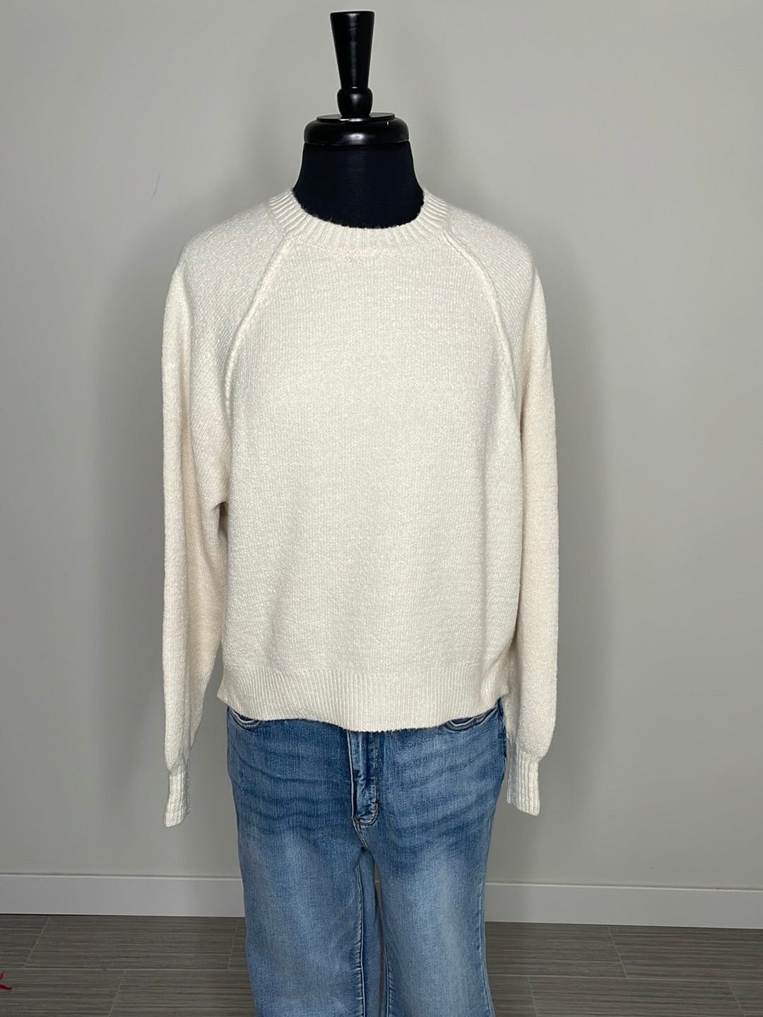 Ivory Melange Raglan Sweater