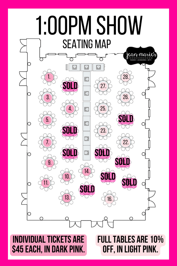 Holiday Fashion Show 2025 1:00 PM SHOW - Full Table Sales