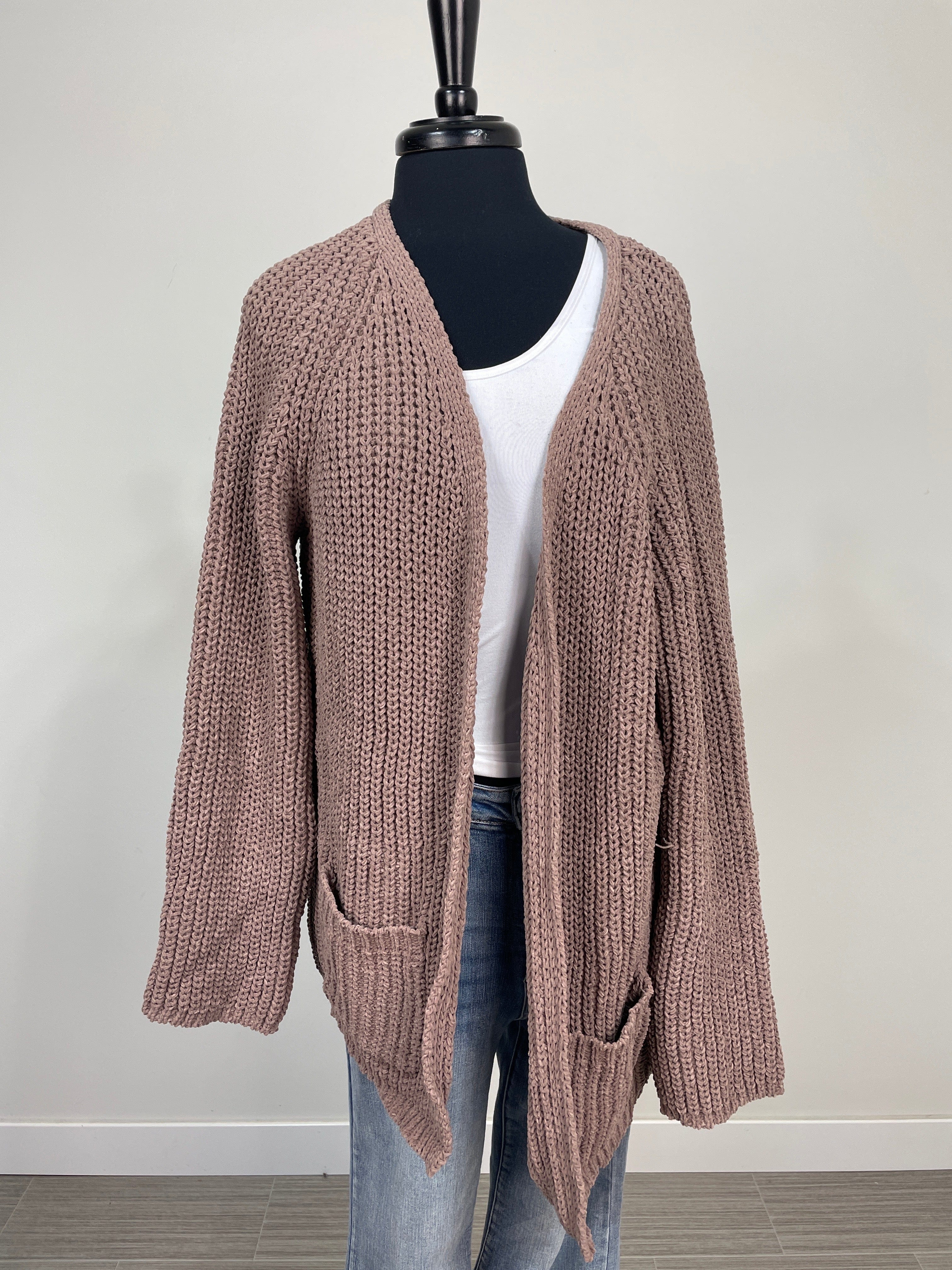 Mocha Chenille Relaxed Fit Cardigan