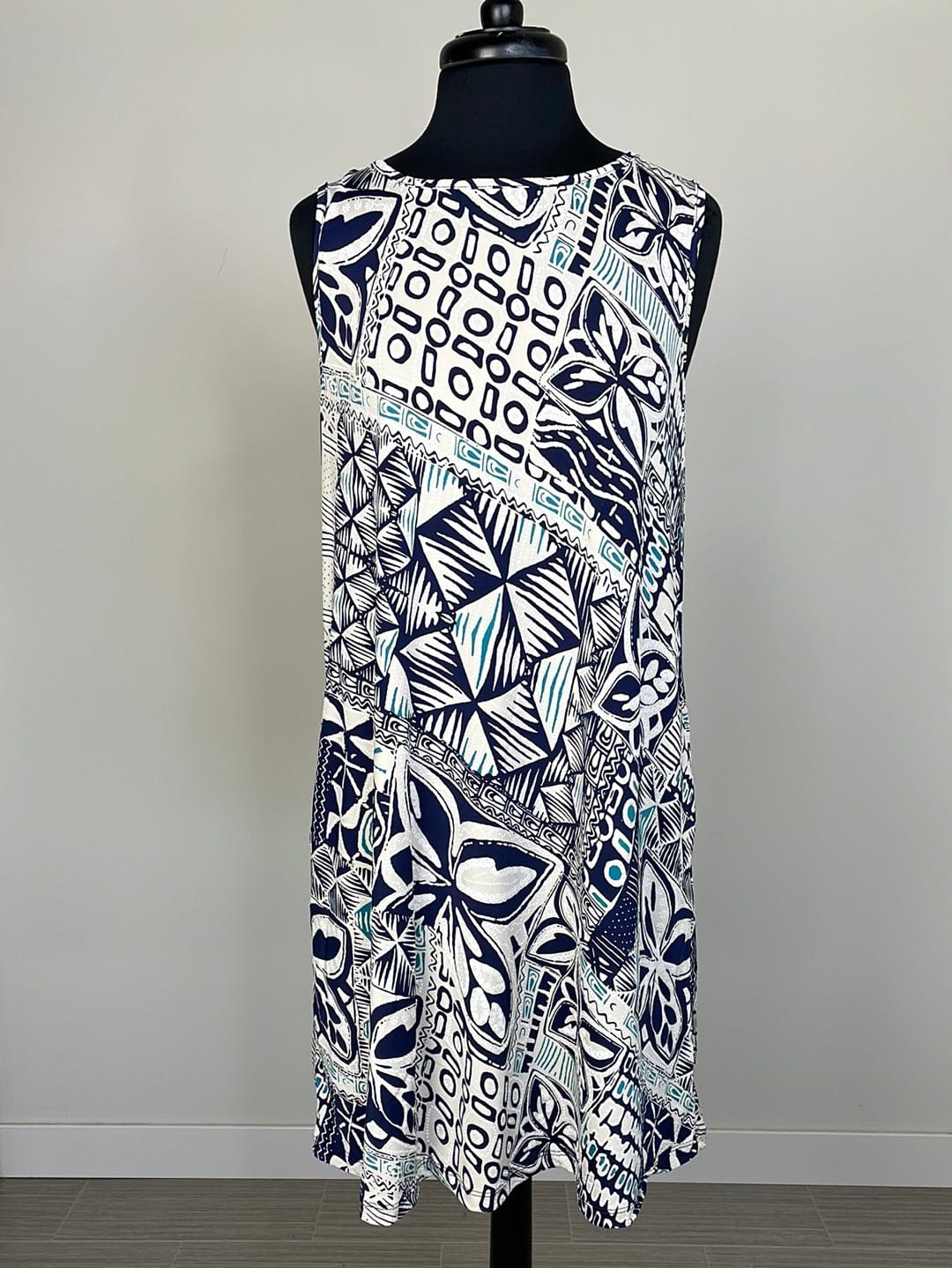 Navy & Sand Geo Patterned Dress