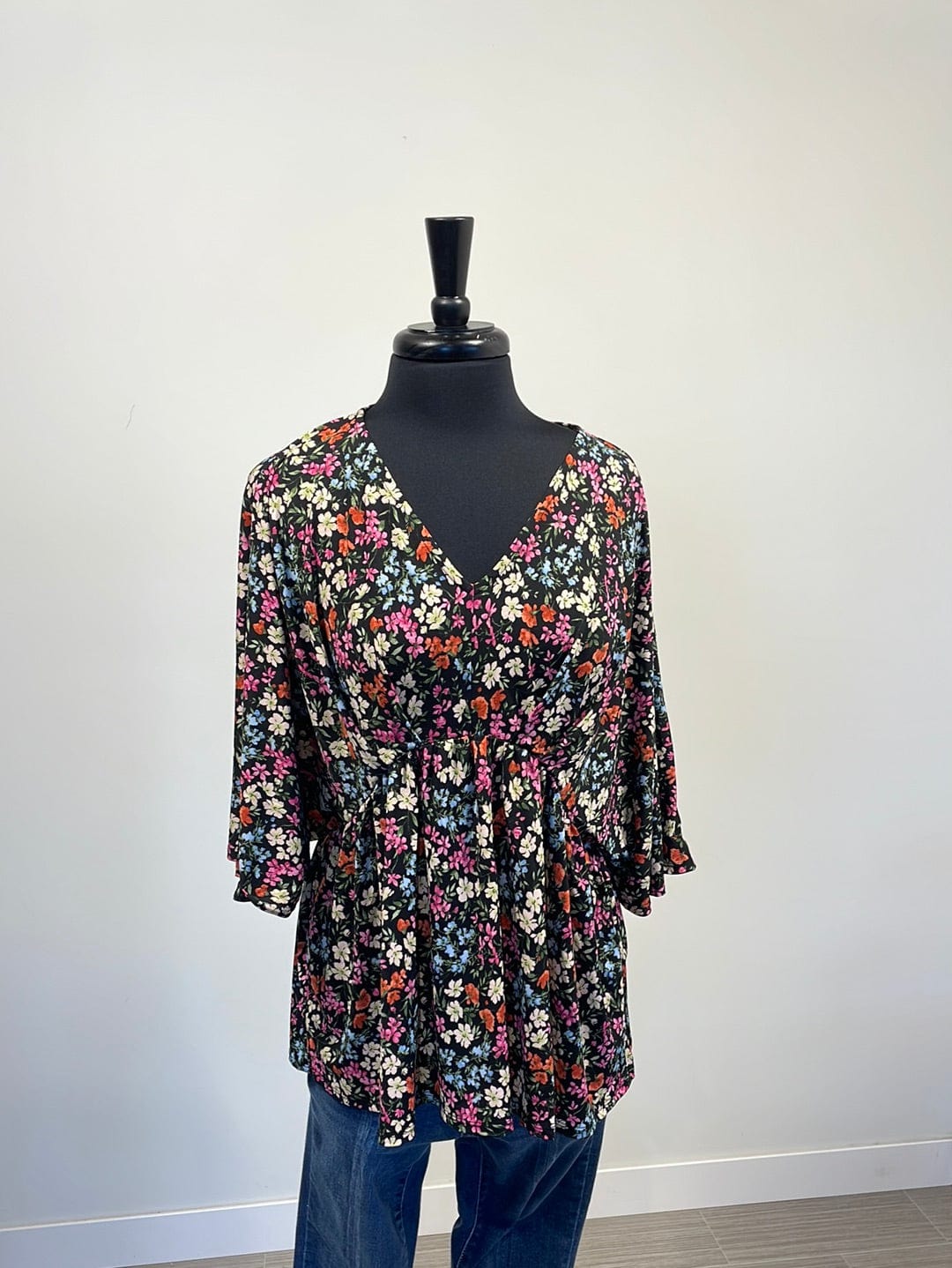Black Multi Floral Top