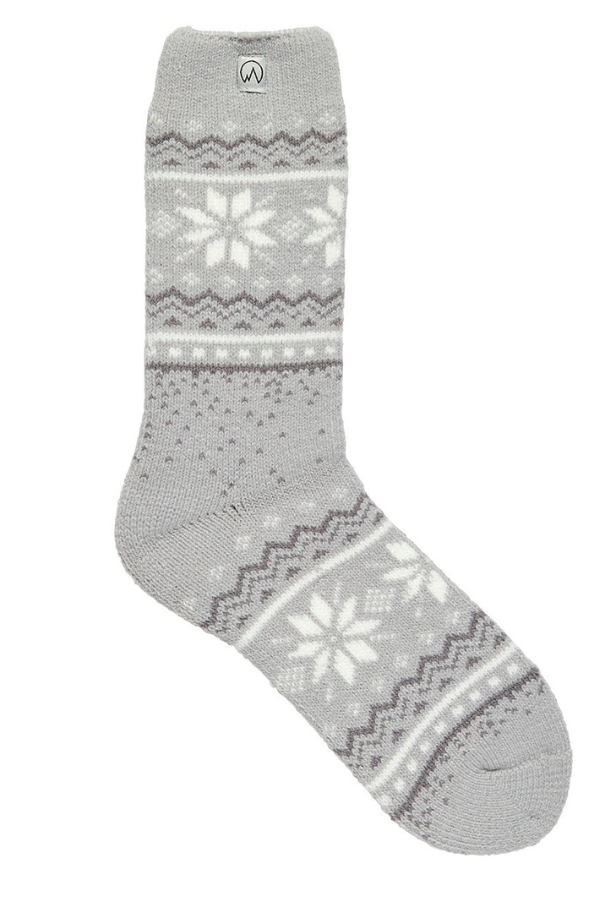 PE Women's Grey Fair Isle Thermal Sock