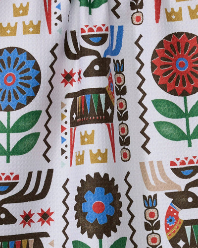 Folk Deer Tea Towel