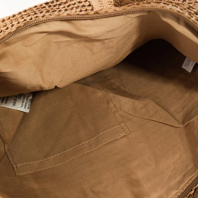 Straw Knit Zipper Tote Bag