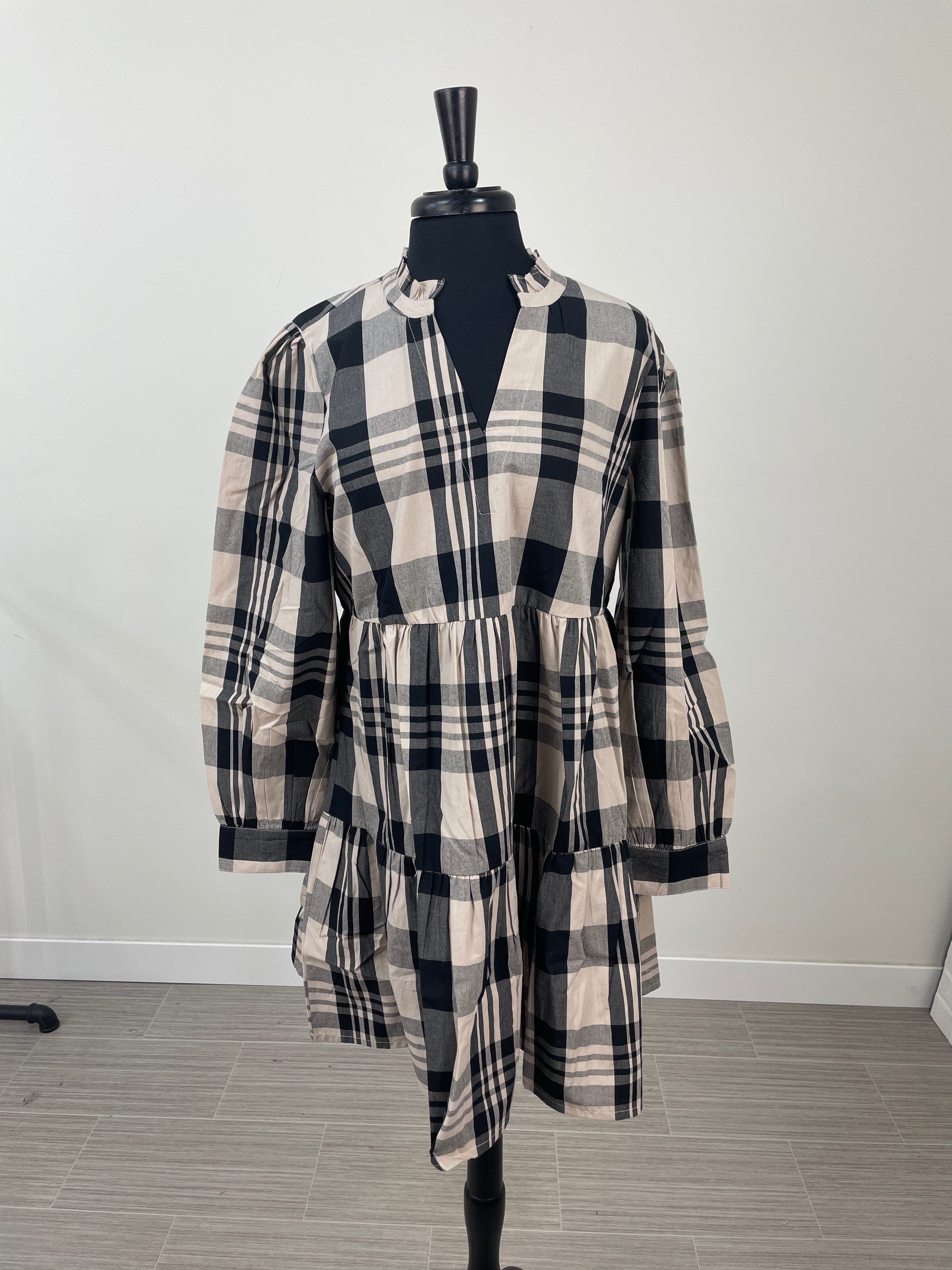Tan & Black Shannon Plaid Dress