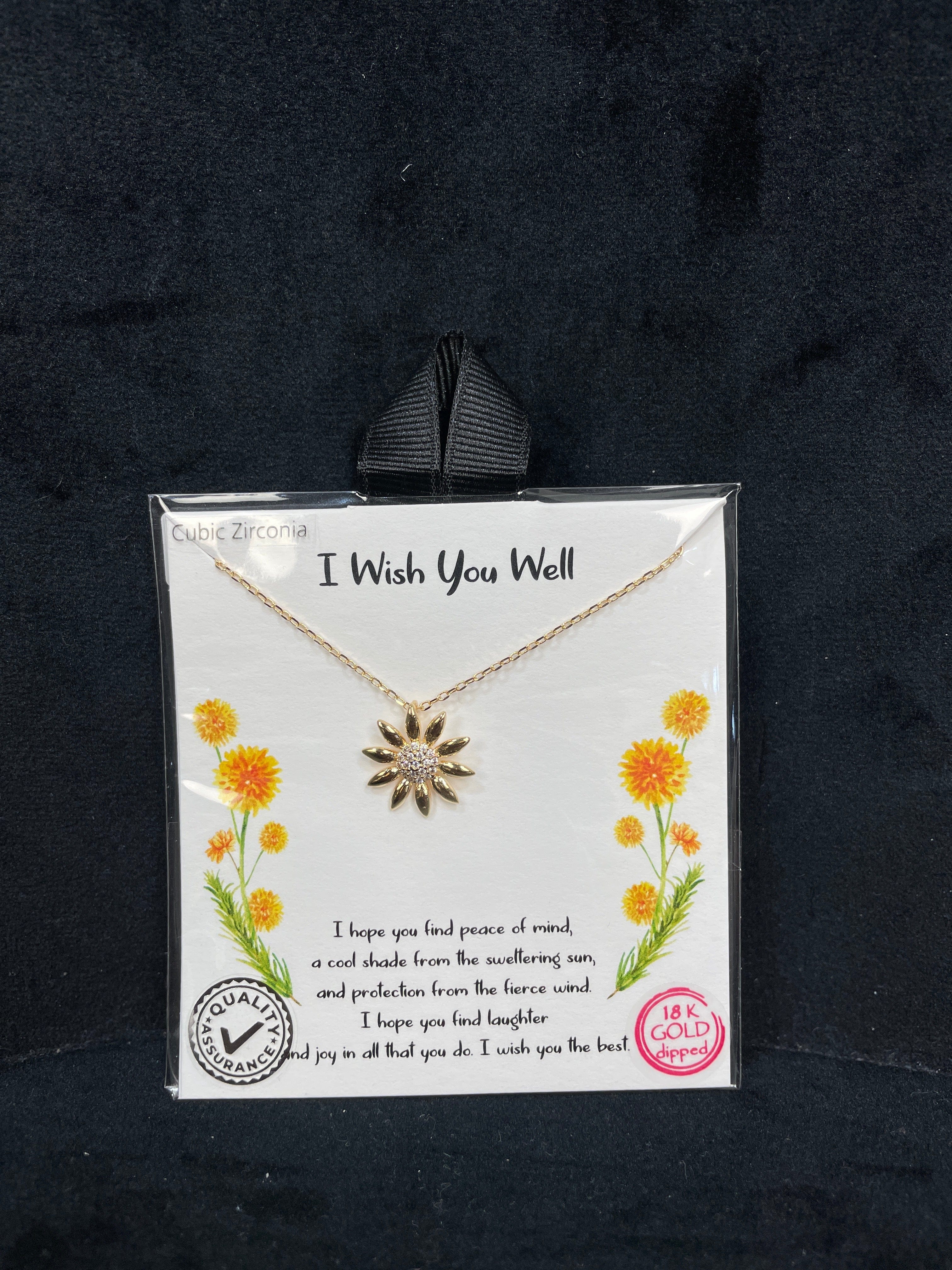 I Wish You Well Flower Necklace - Gold