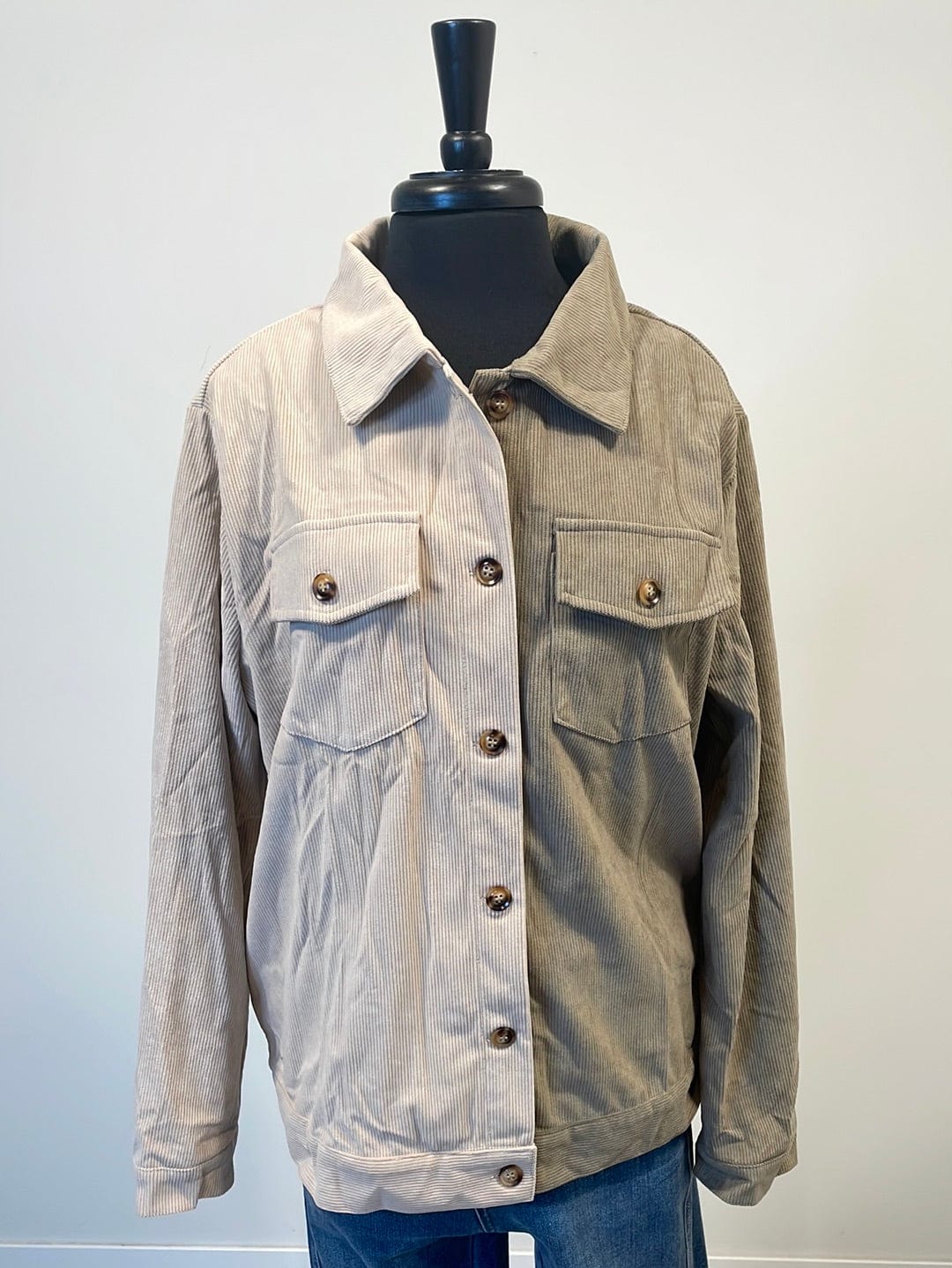 Olive & Tan Split Corduroy Longsleeve
