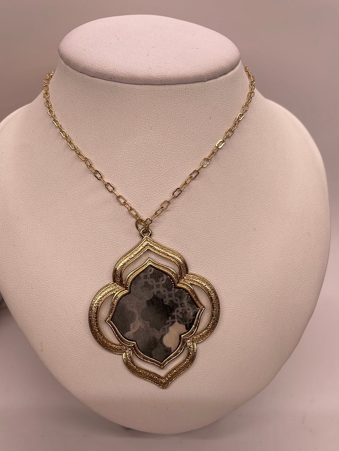 Black & White Print Pendant Necklace