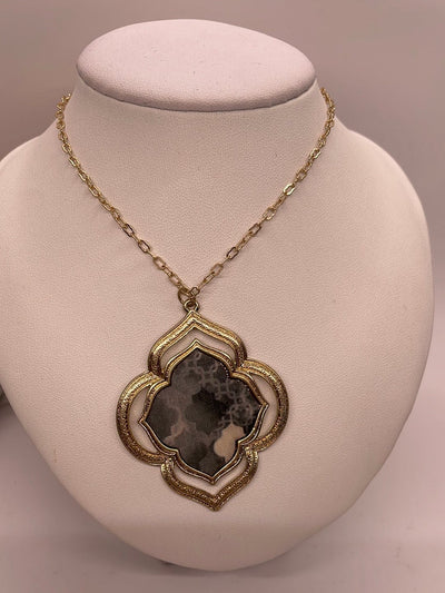 Black & White Print Pendant Necklace