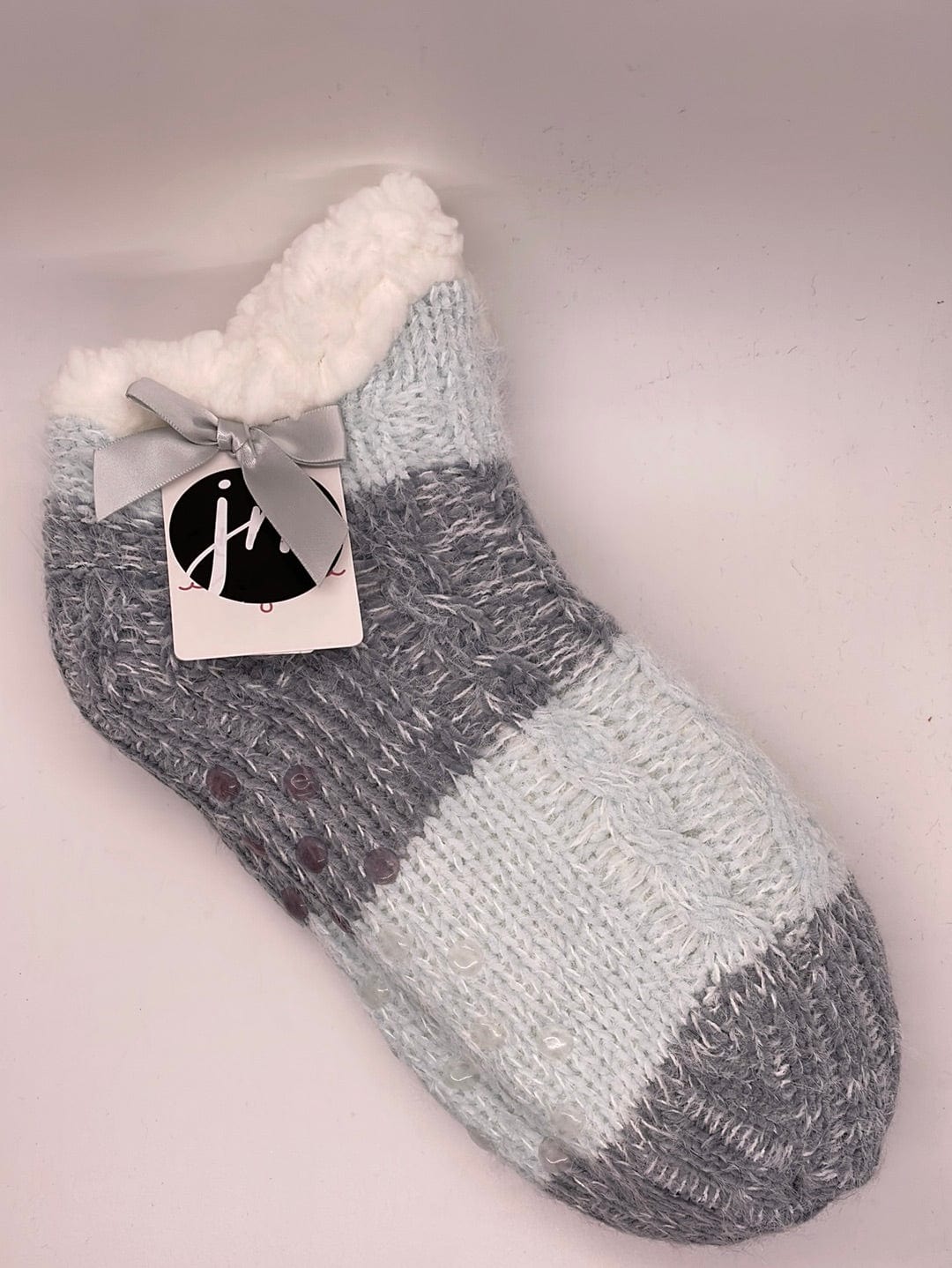 Light Blue Stripe Lowcut Sherpa Lined Bootie