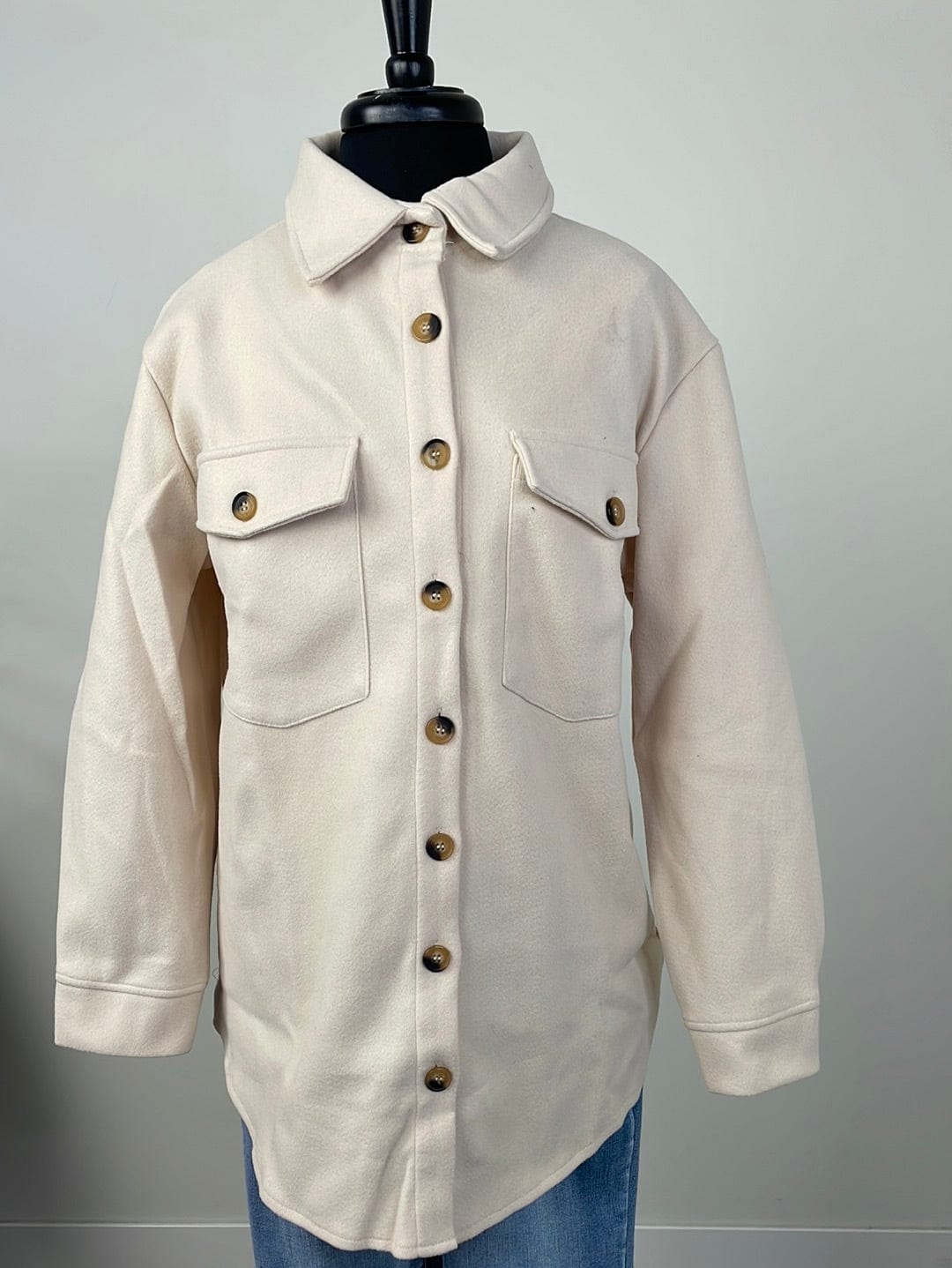 Sand Beige Solid Shacket