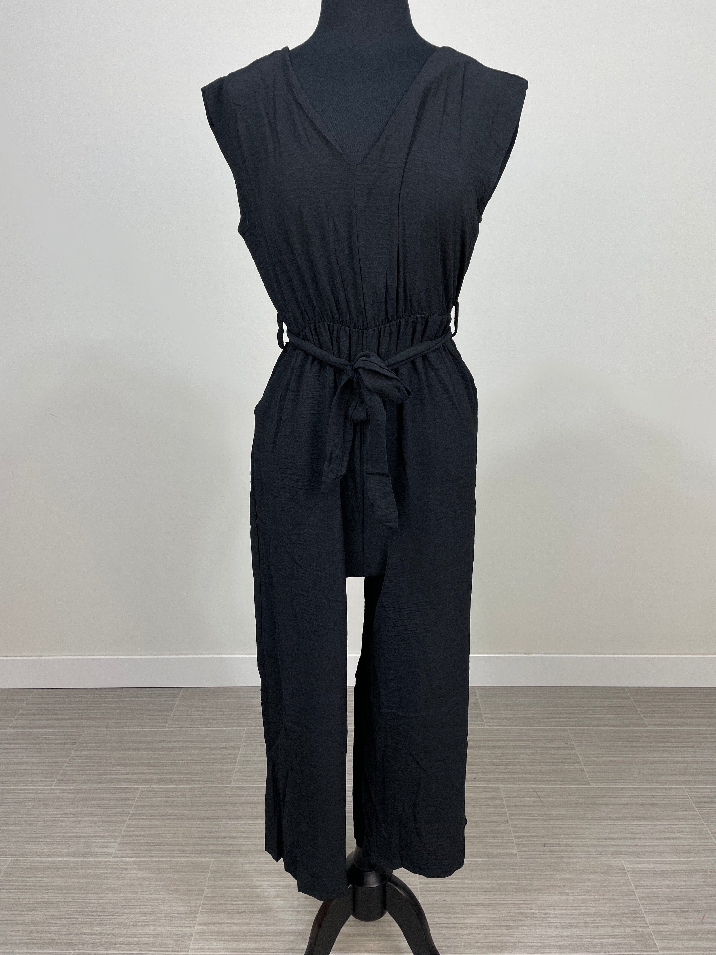 Black Cap Sleeve Jumpsuit