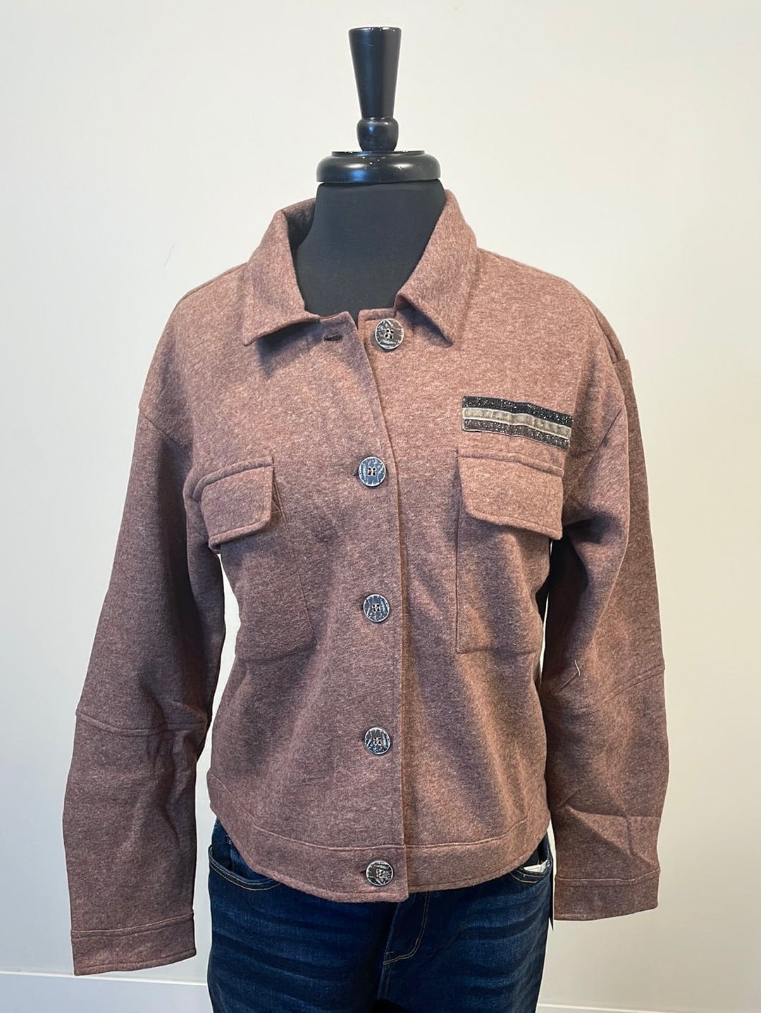 Red Bean Velvet Button Down Jacket