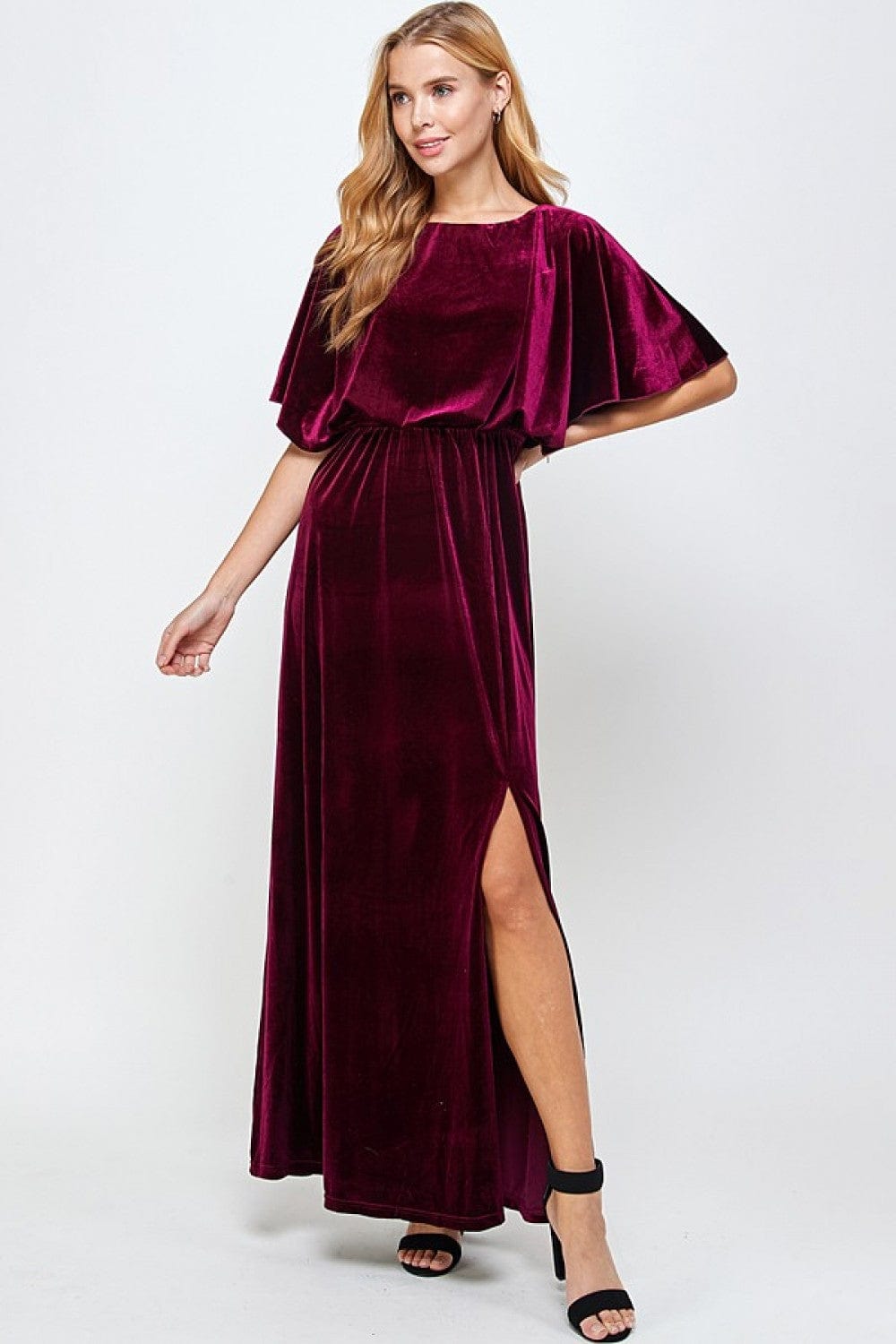 Burgundy Velvet Maxi Dress