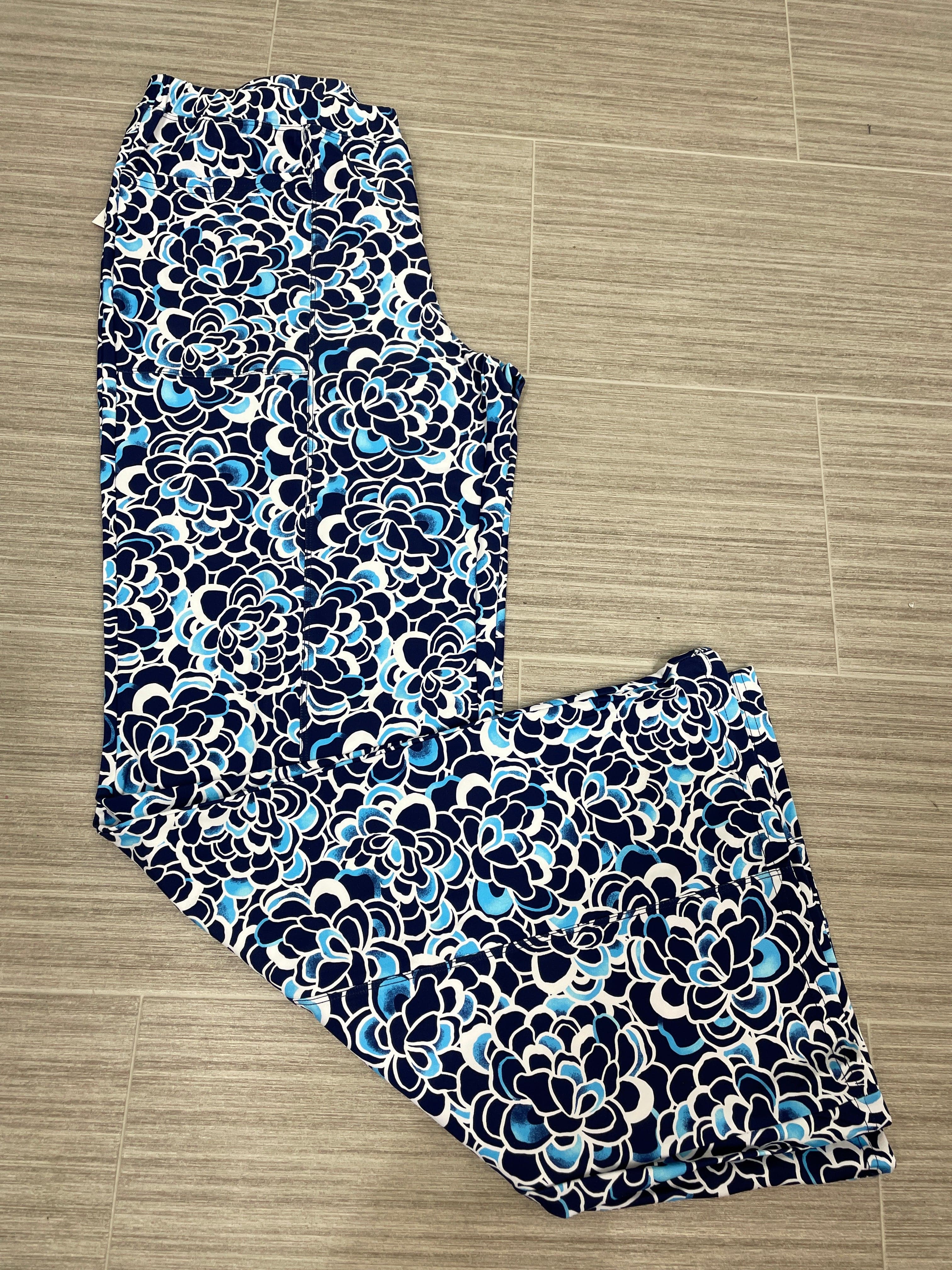 Navy Peony Mercedes Wide Leg Pant