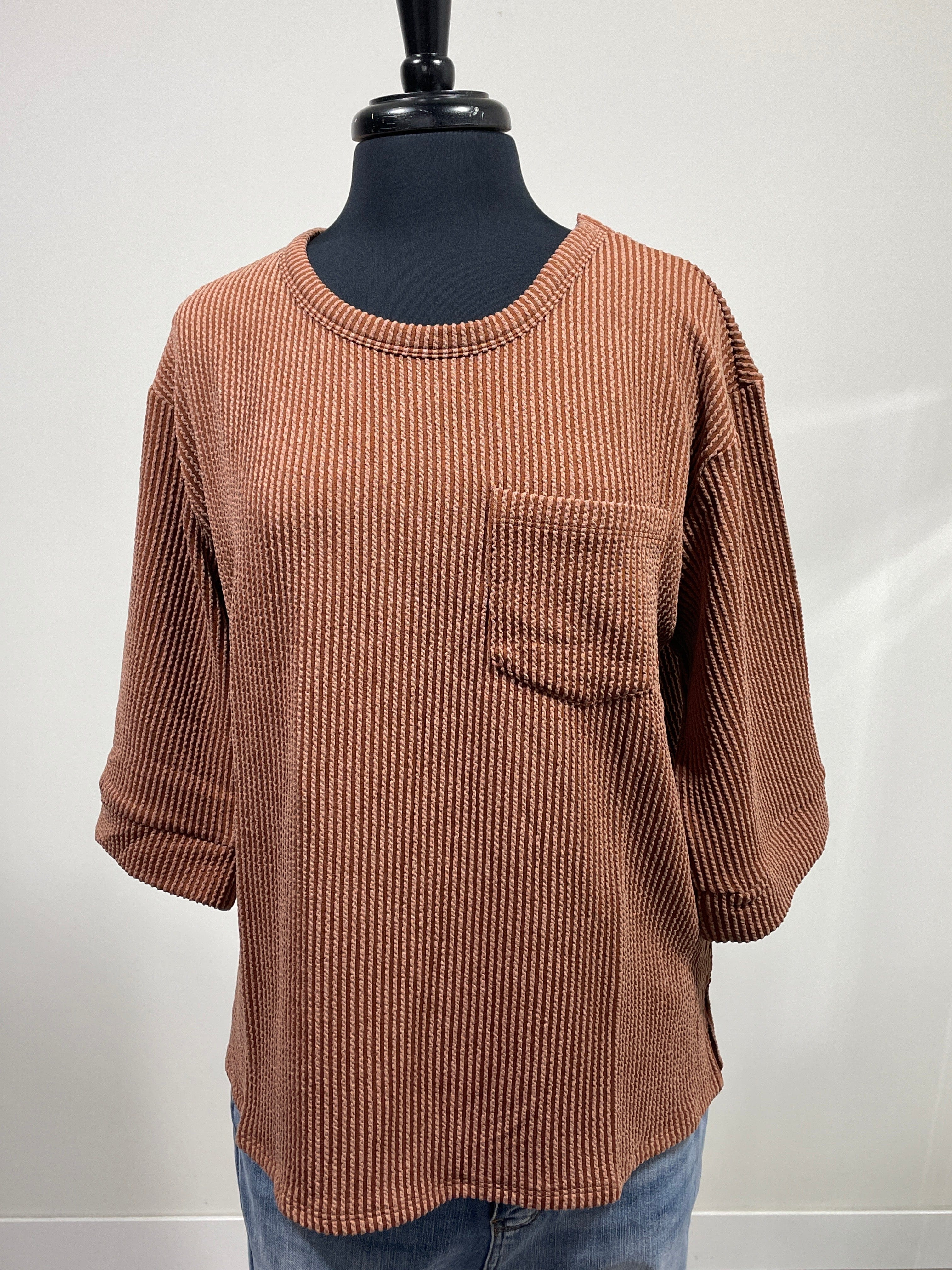 Chestnut Ribbed Top