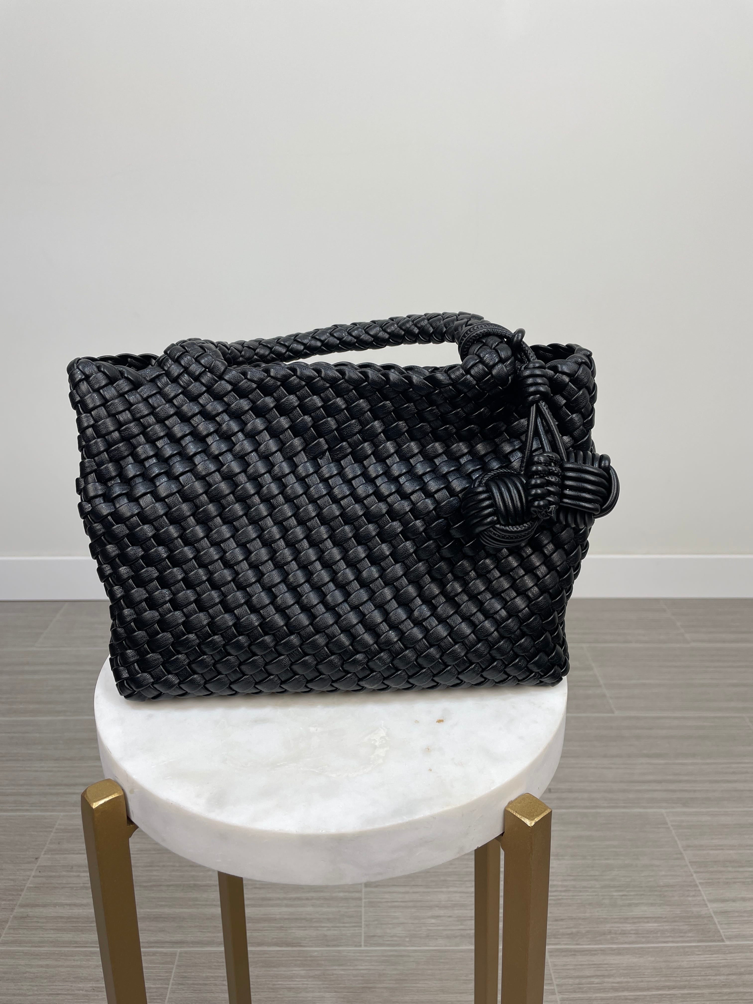 Black Woven Dual Handle Bag
