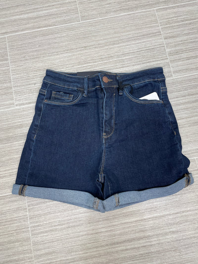 Dark Wash Cuffed Denim Shorts