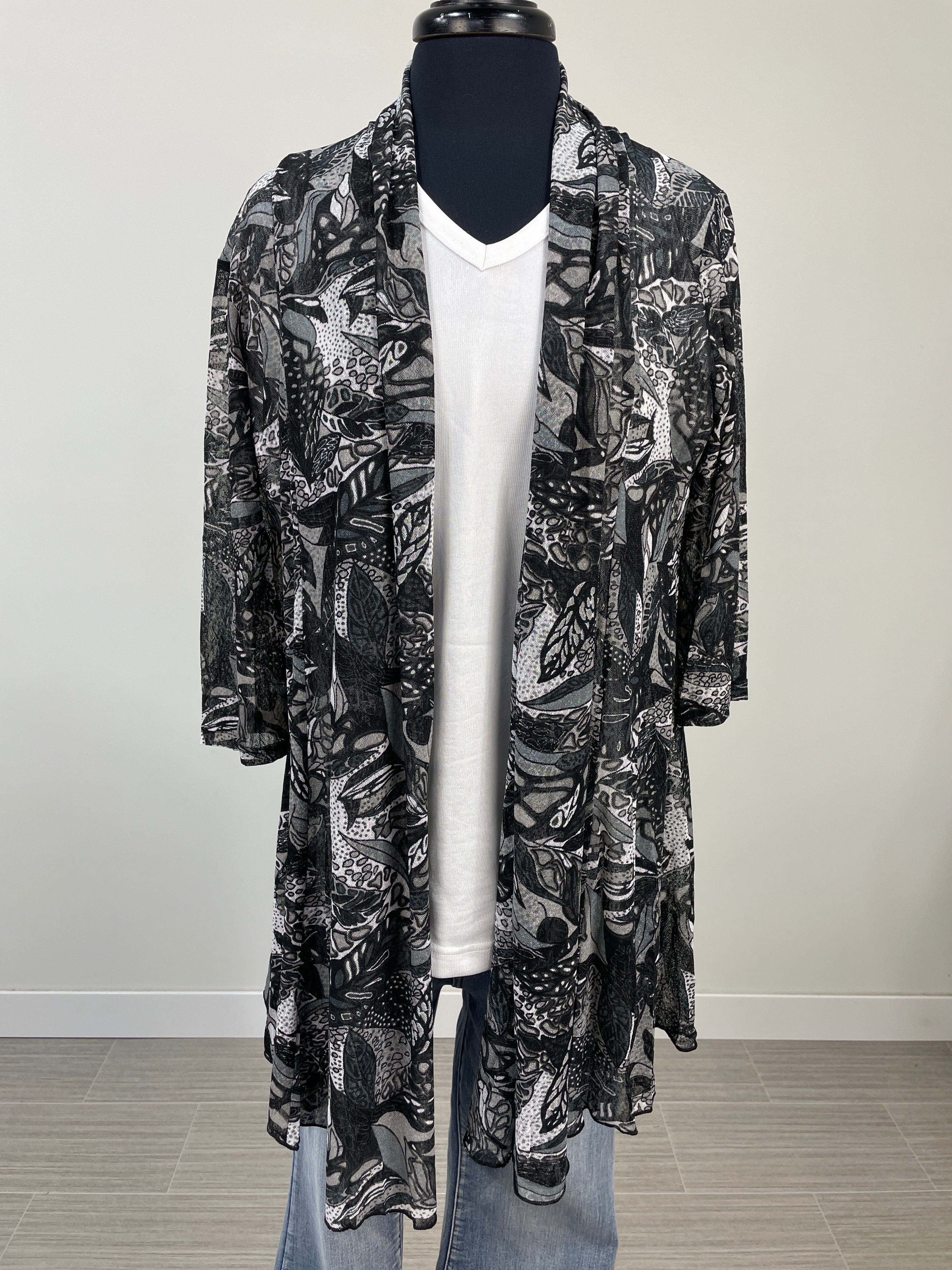 Black & Taupe Sheer Cardigan