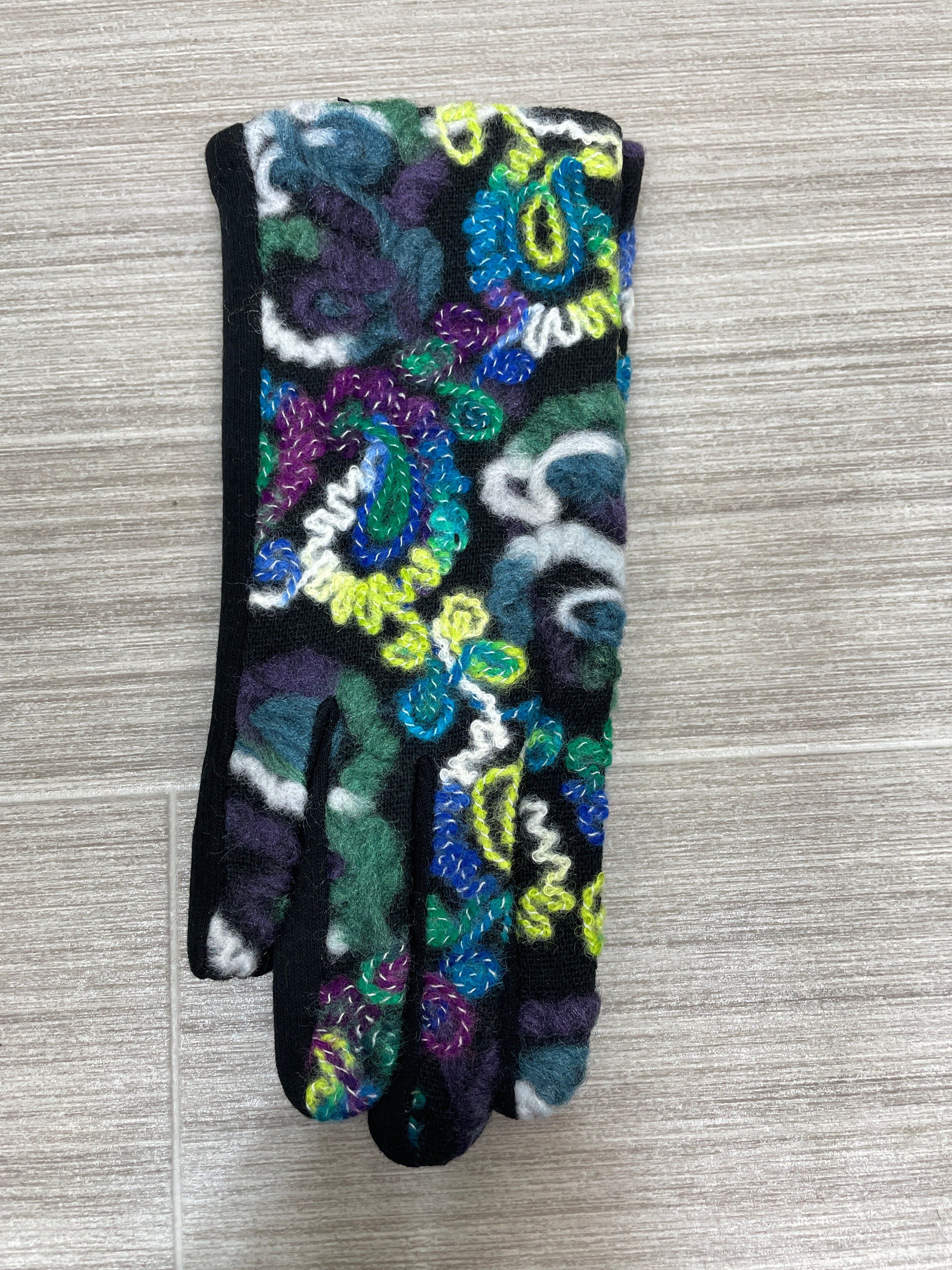 Purple & Green Swirl Yarn Glove