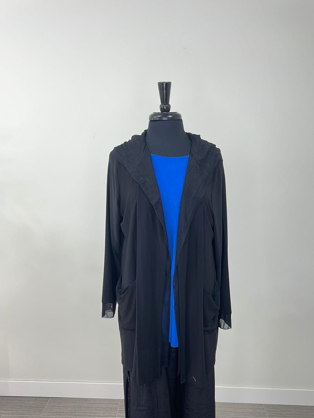Black Hooded Jacket With Mesh Detail