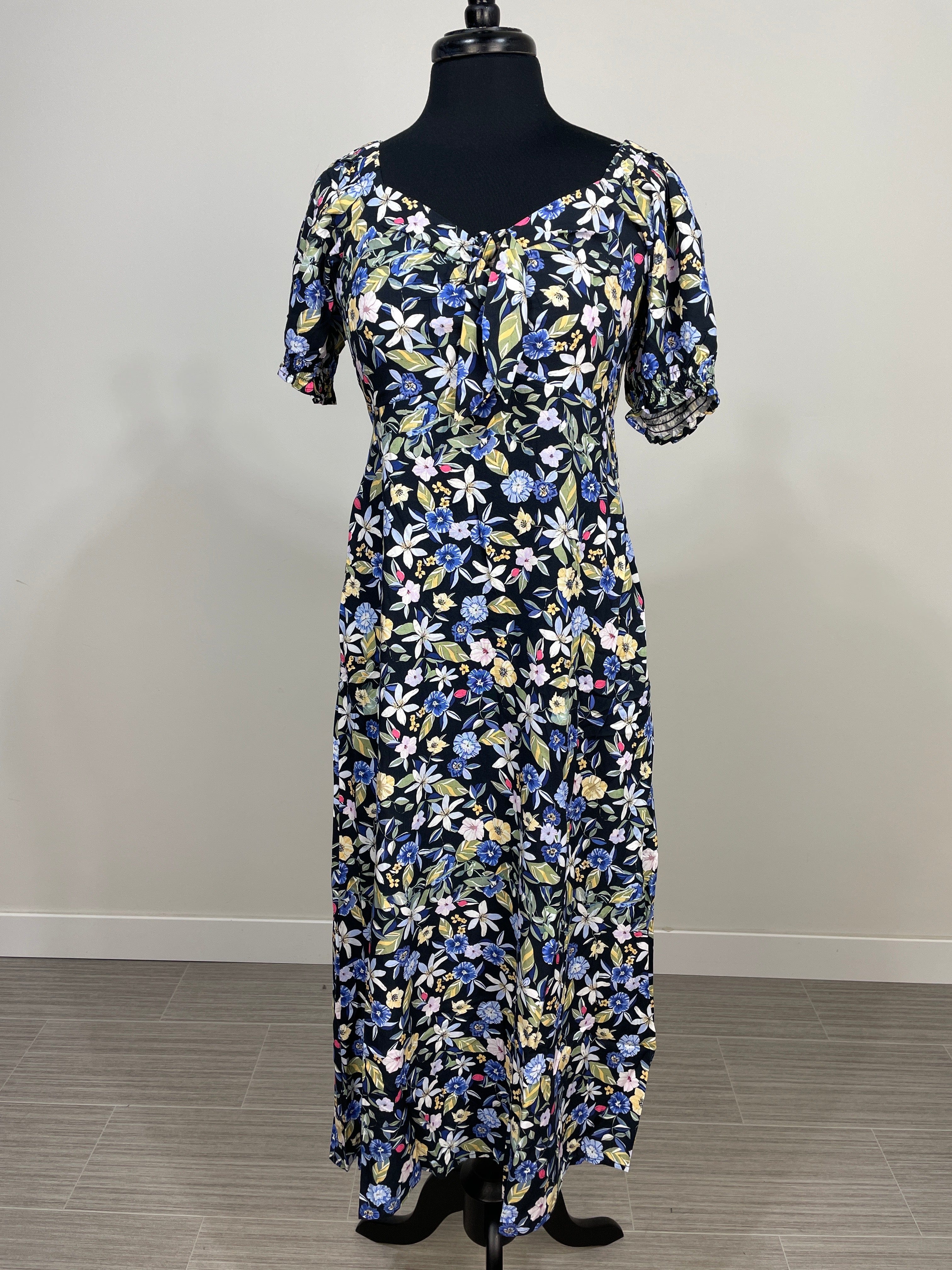 Black Floral Off Shoulder Midi Dress