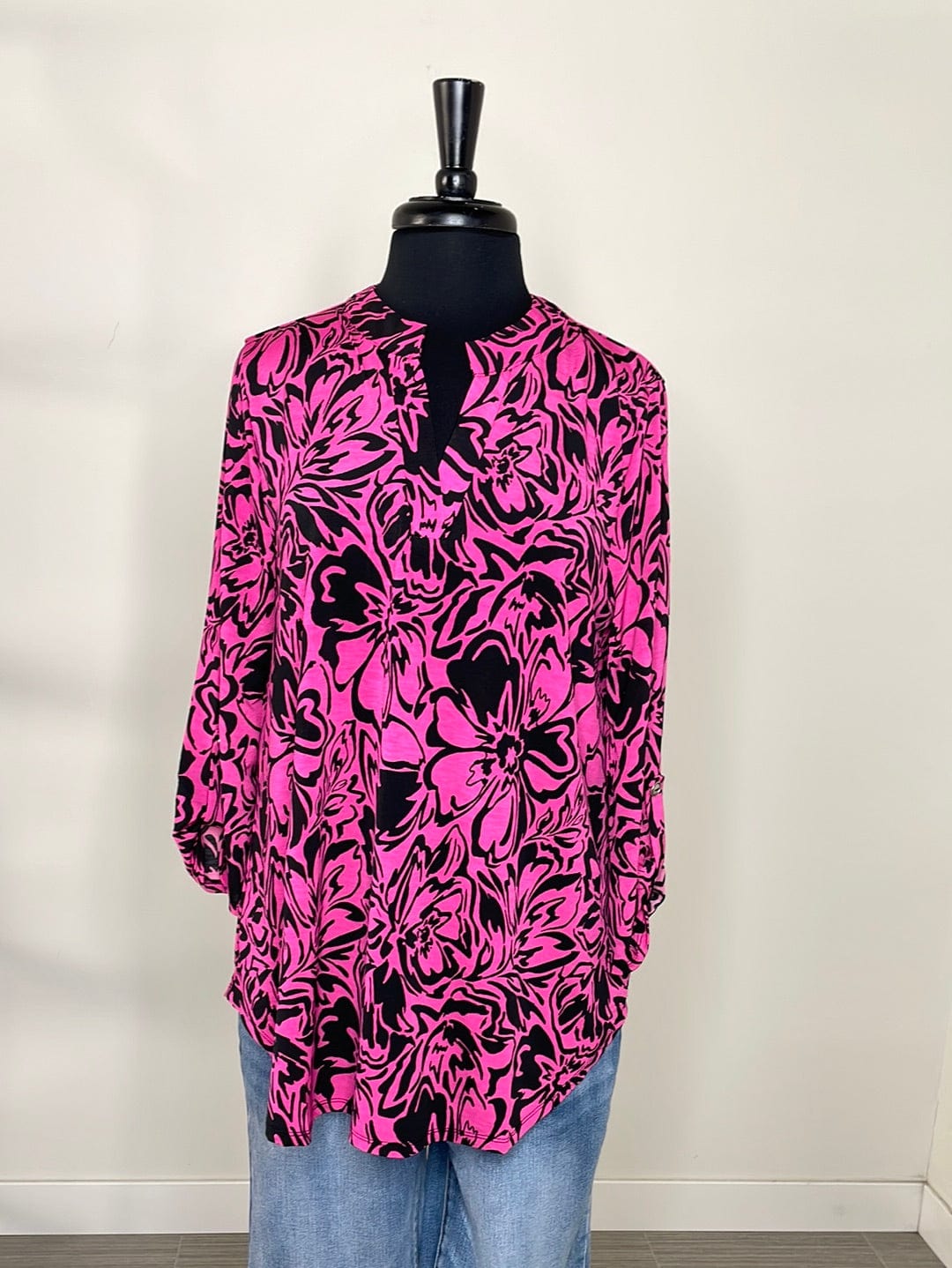 Magenta & Black Floral Lizzy Top