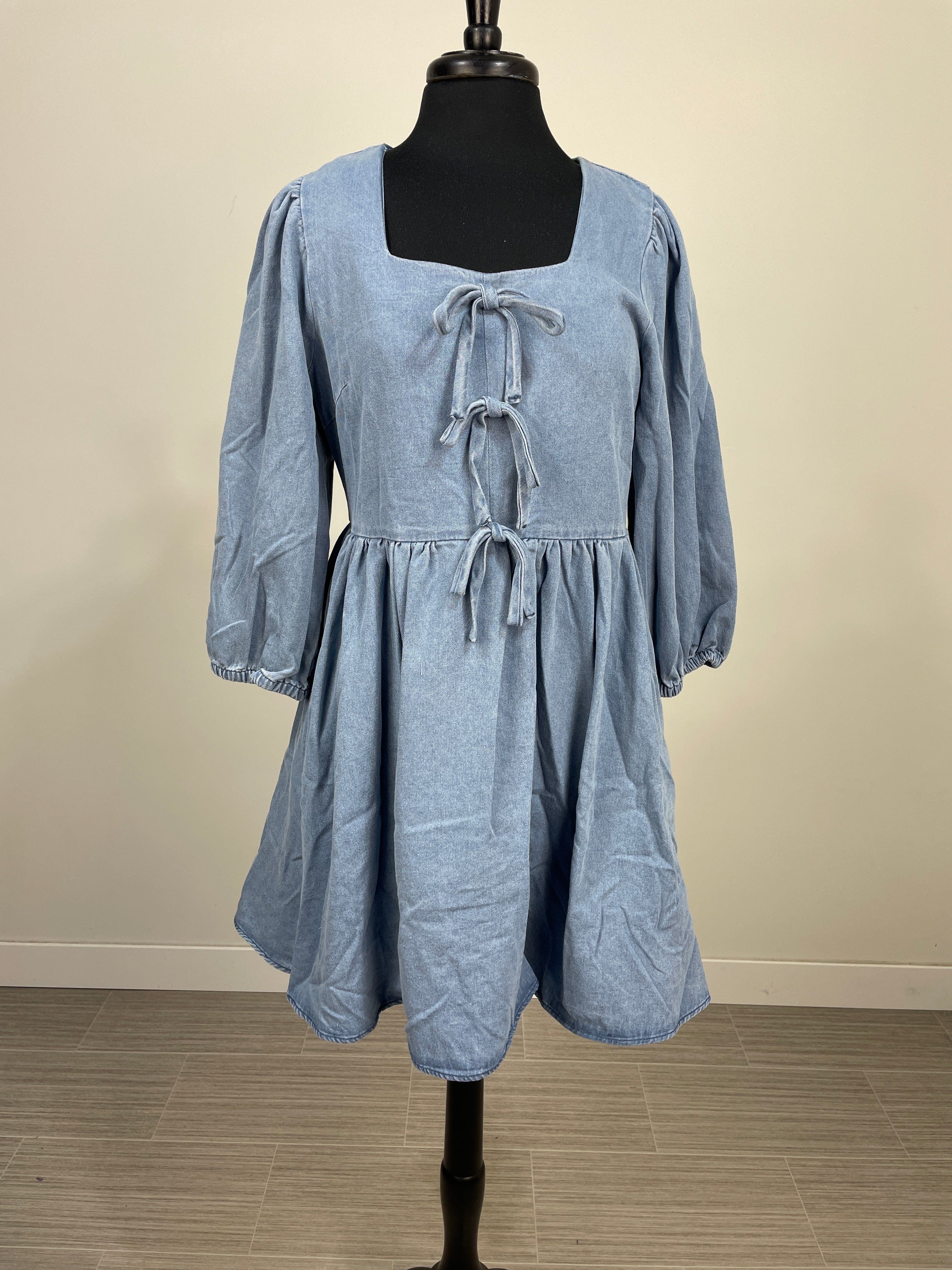 Denim Bow Detailed Dress