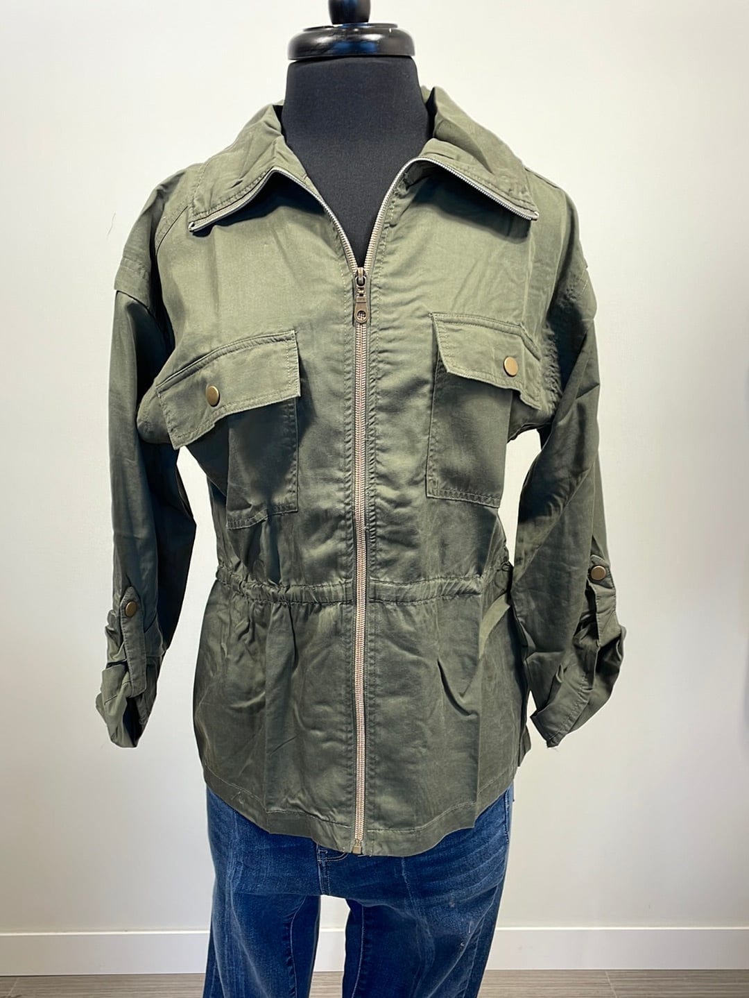 Olive Cinched Waist Jacket