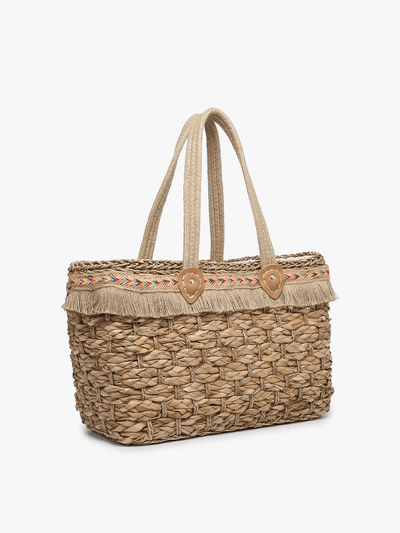 Marlee Seagrass Tote w/ Fringe & Woven Handles: Natural