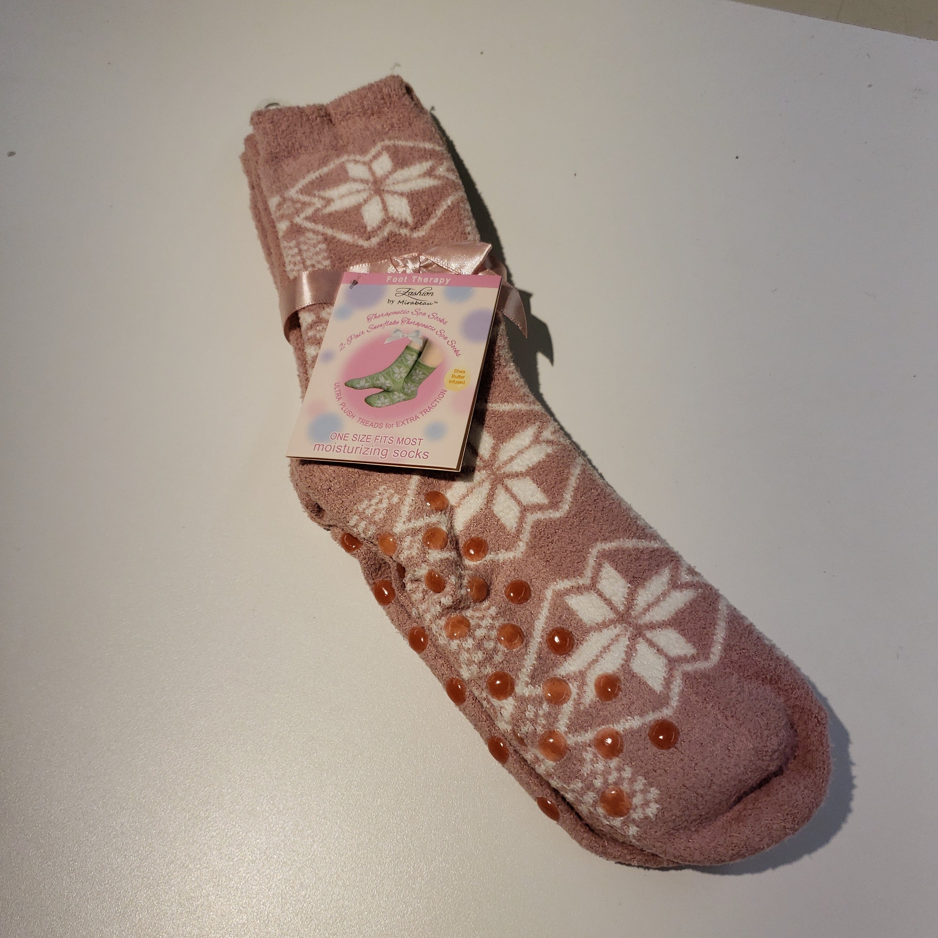 Pink Snowflake Therapeutic Socks 2pk