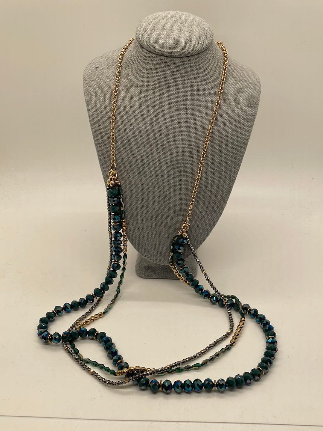 Green Beaded Layer Necklace