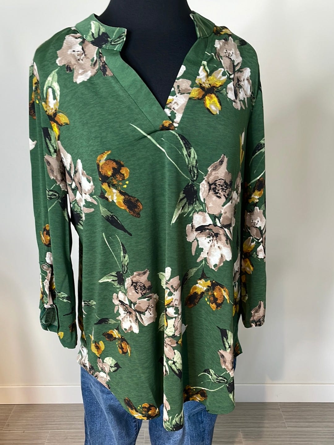 Forest Green Floral Lizzy Top