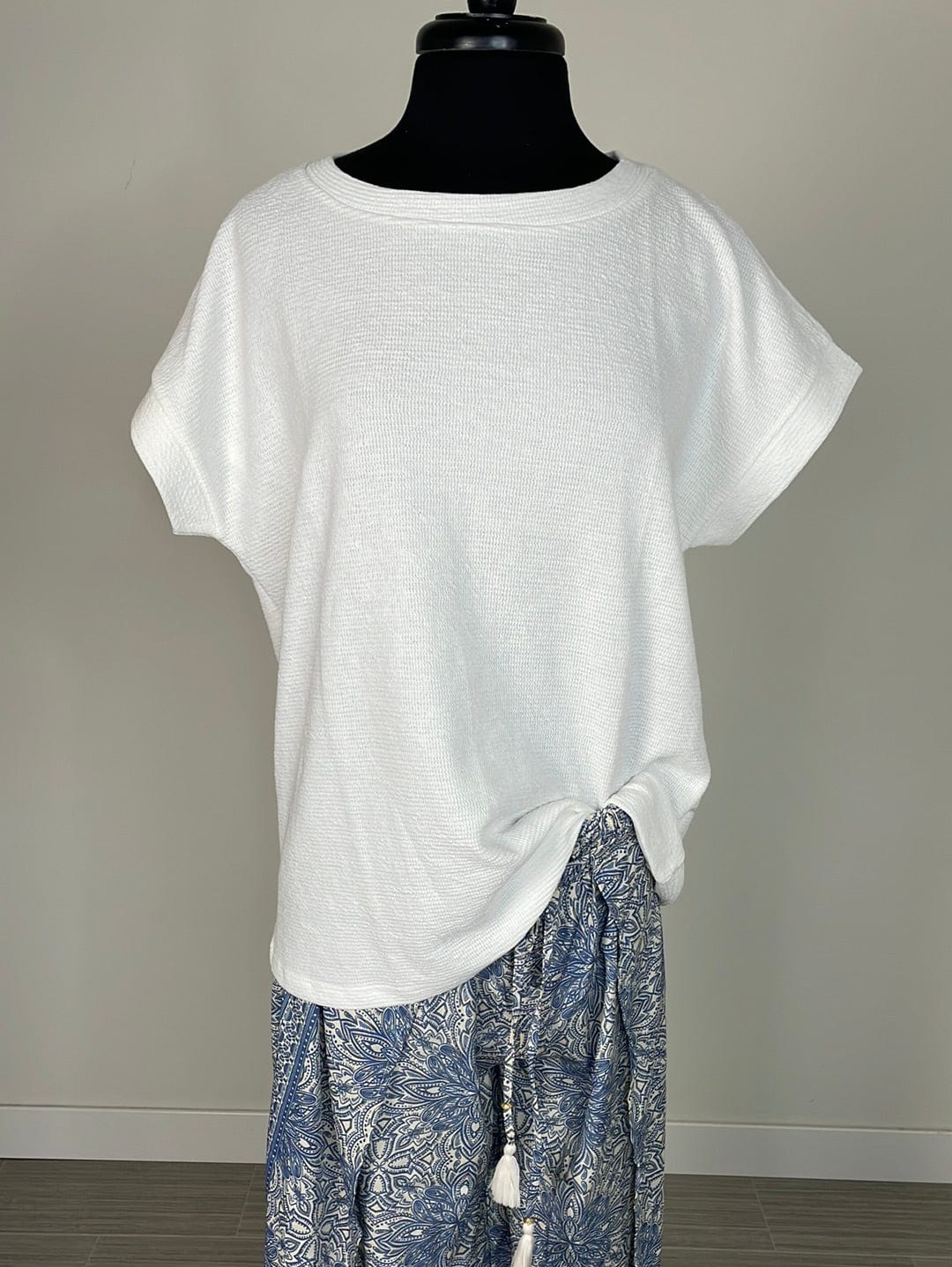 Ivory Seersucker Knit Top