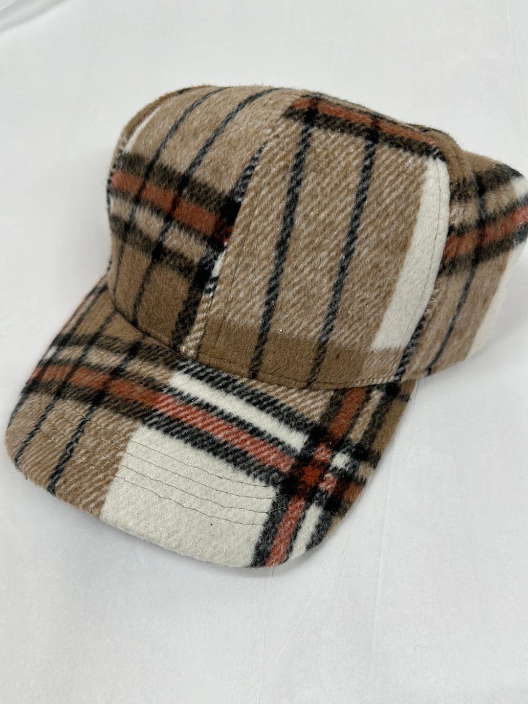 Tan & Rust Plaid Baseball Cap