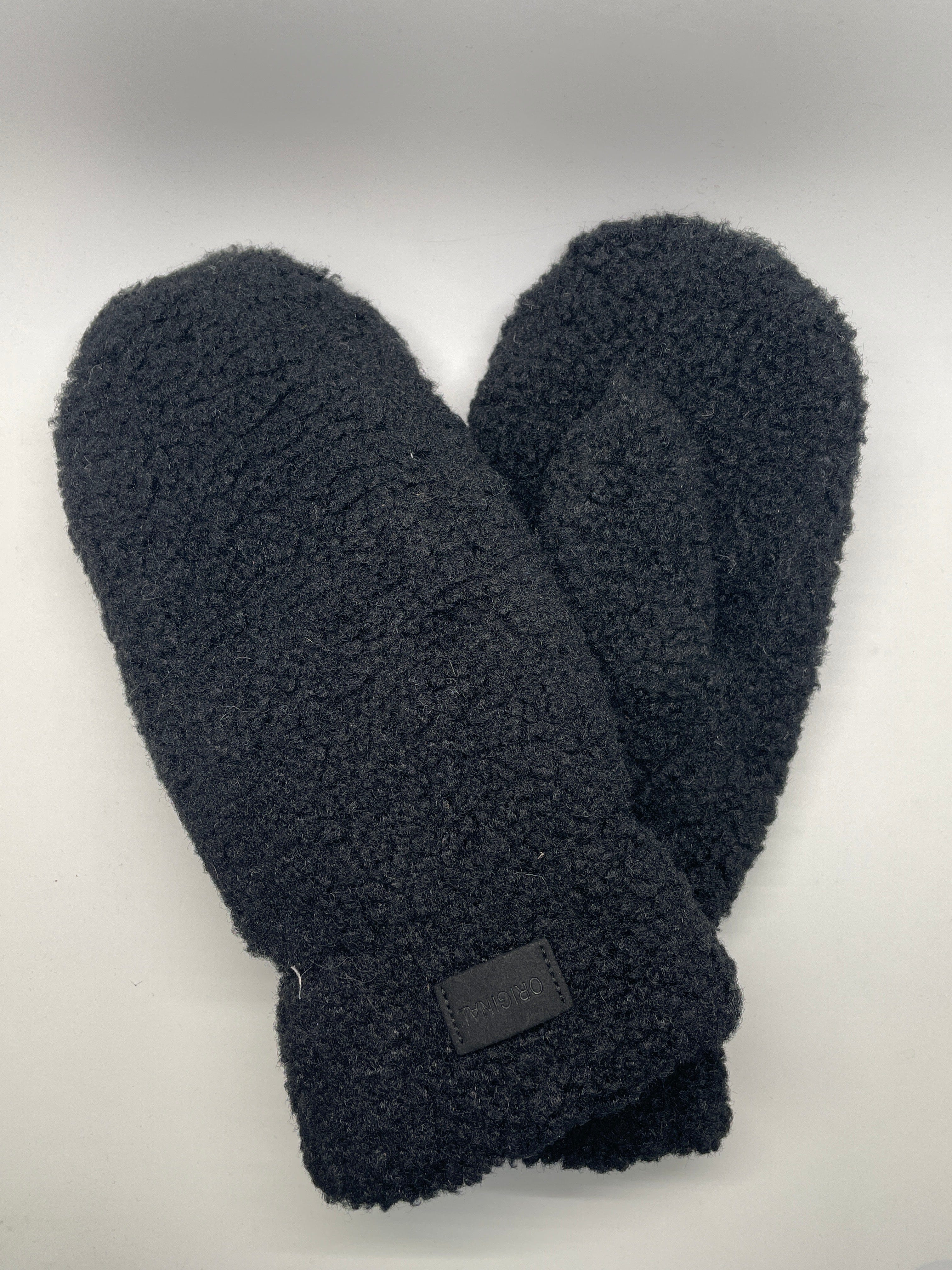 Black Fuzzy Faux Fur Mittens