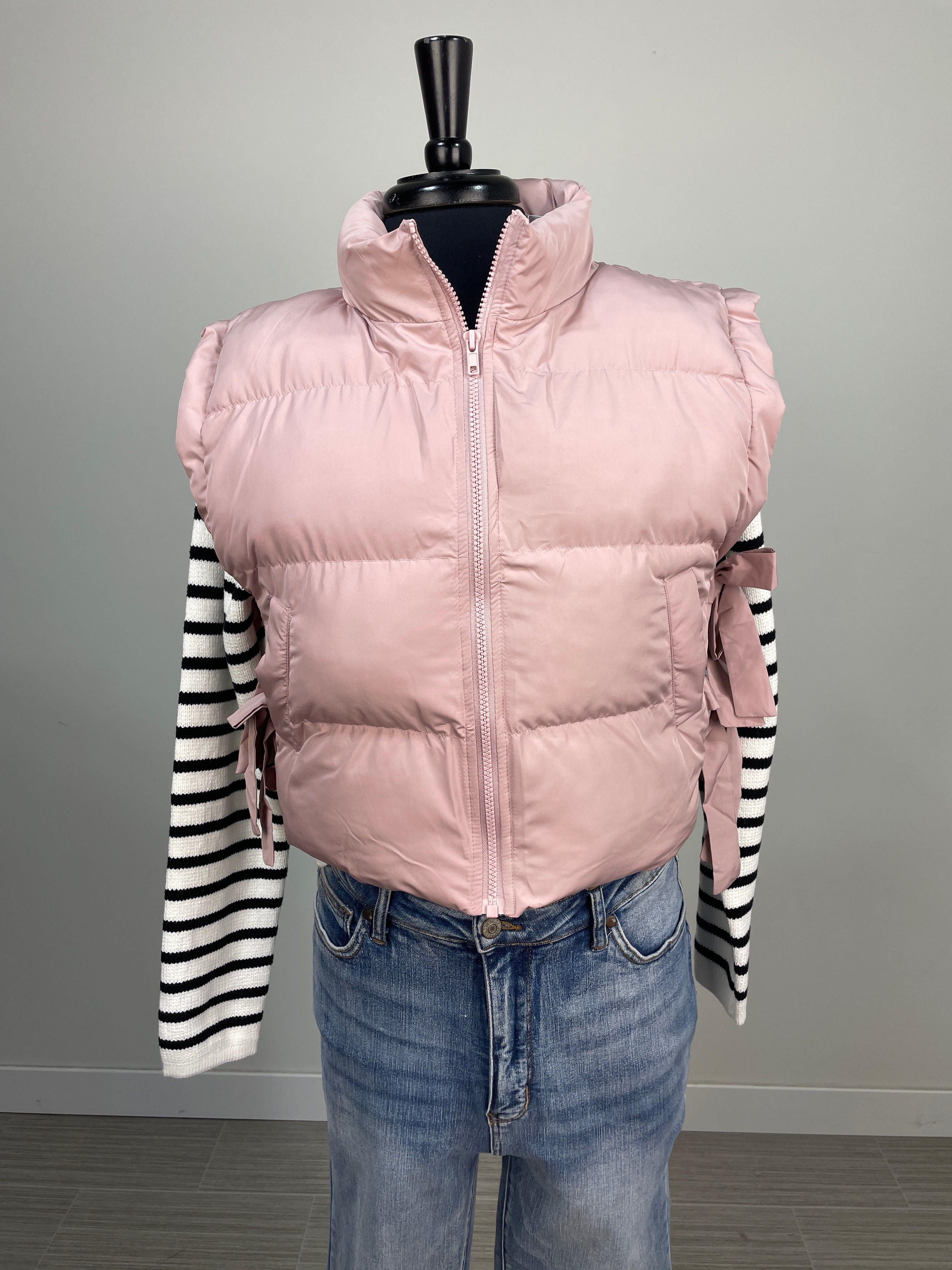 Blush Bow Side Puffy Vest