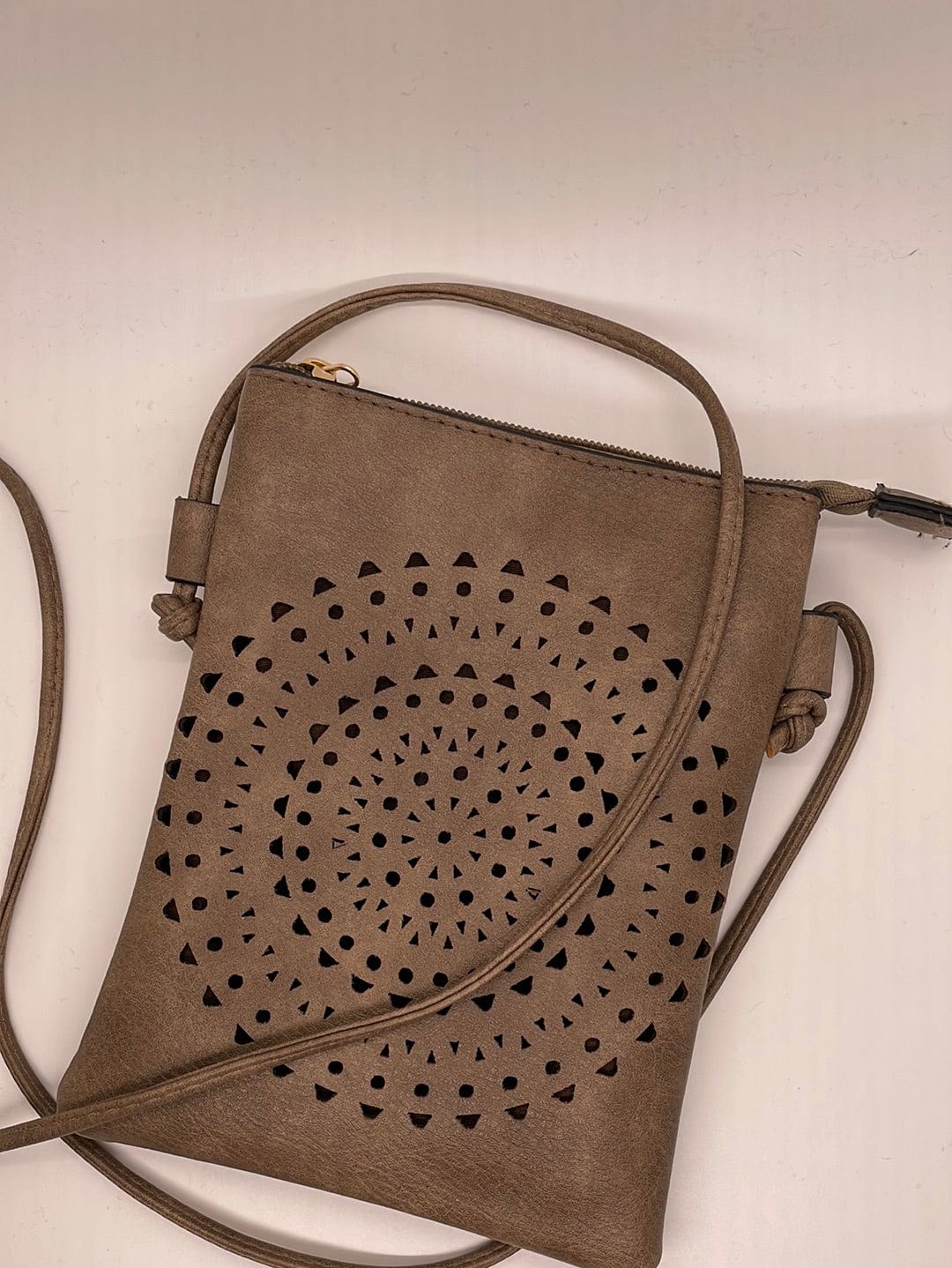 Mocha Circle Detail Cross Body Bag