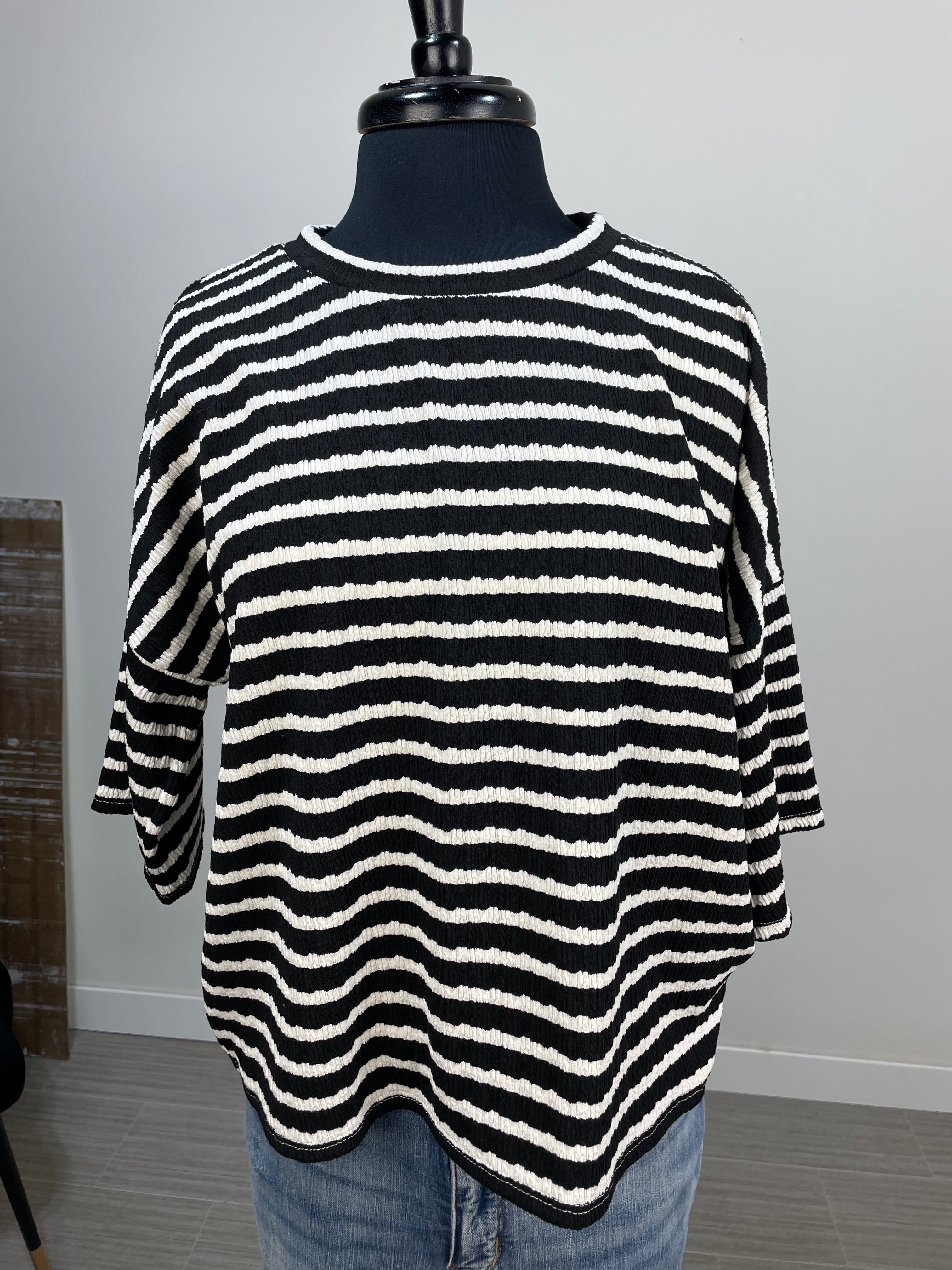 Black Coastal Stripe Top
