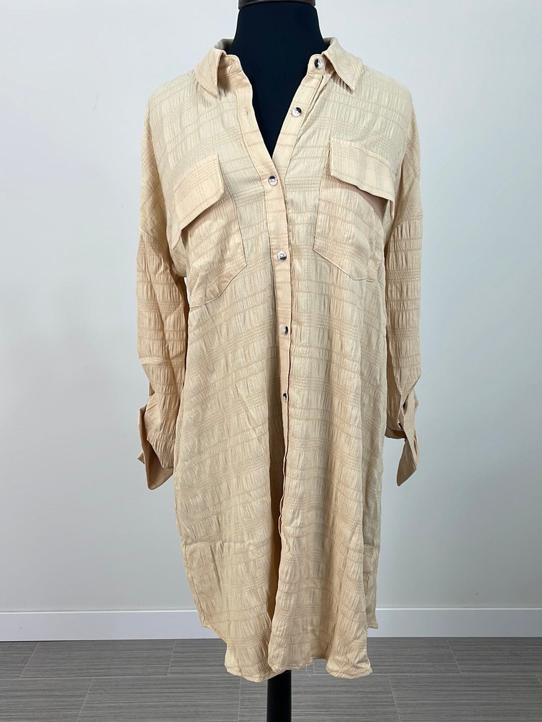 Latte Button Down Shirt Dress